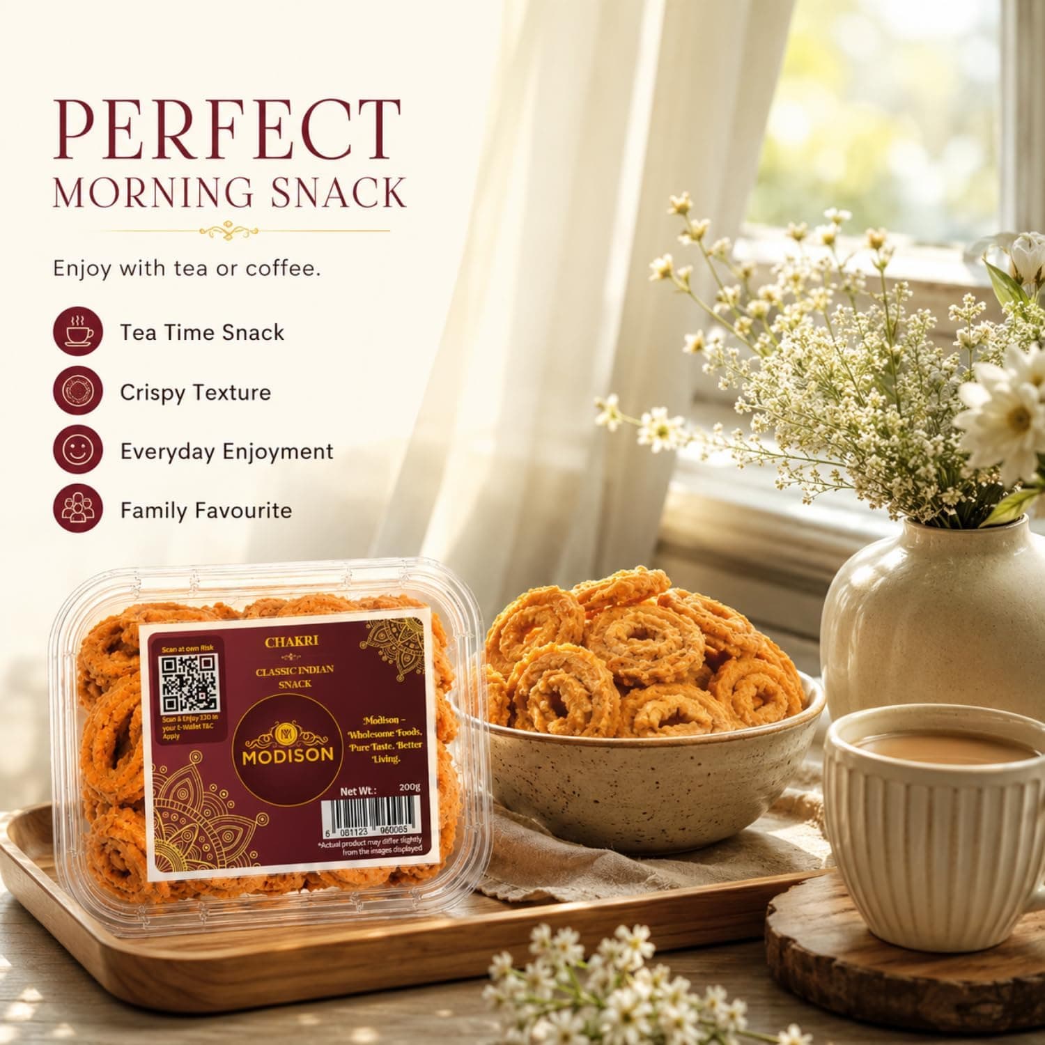 MODISON Chakri Crispy Indian Namkeen Snack 200g thumbnail 12
