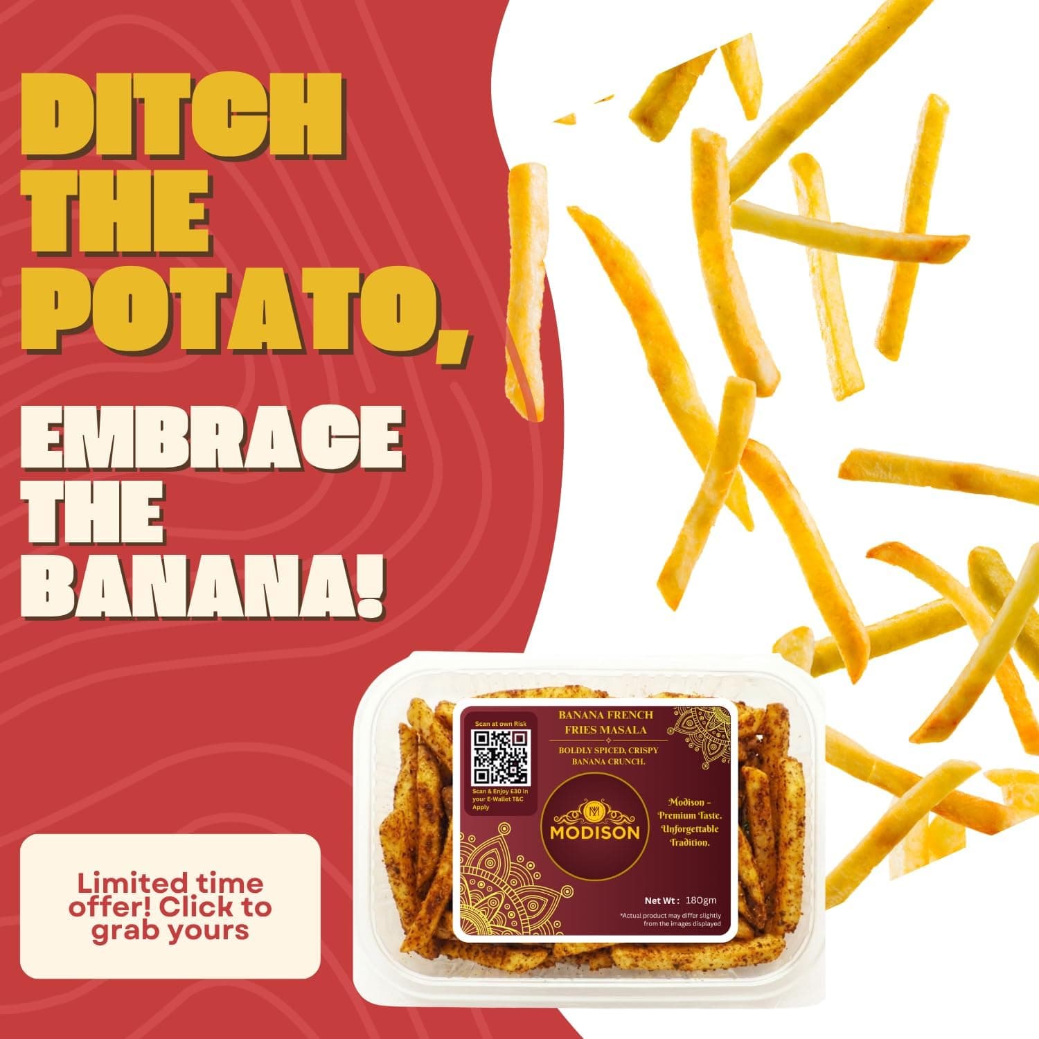 MODISON Banana French Fries Indian Snacks Masala Kela 180g thumbnail 11