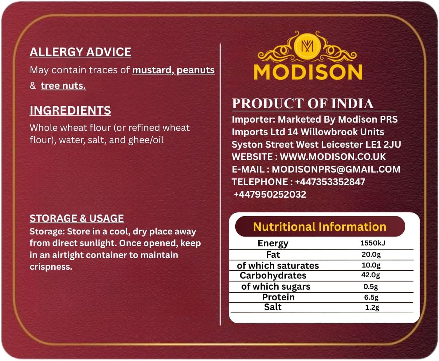 MODISON Layered Paratha Traditional Indian Flatbread Frozen 360g thumbnail 9