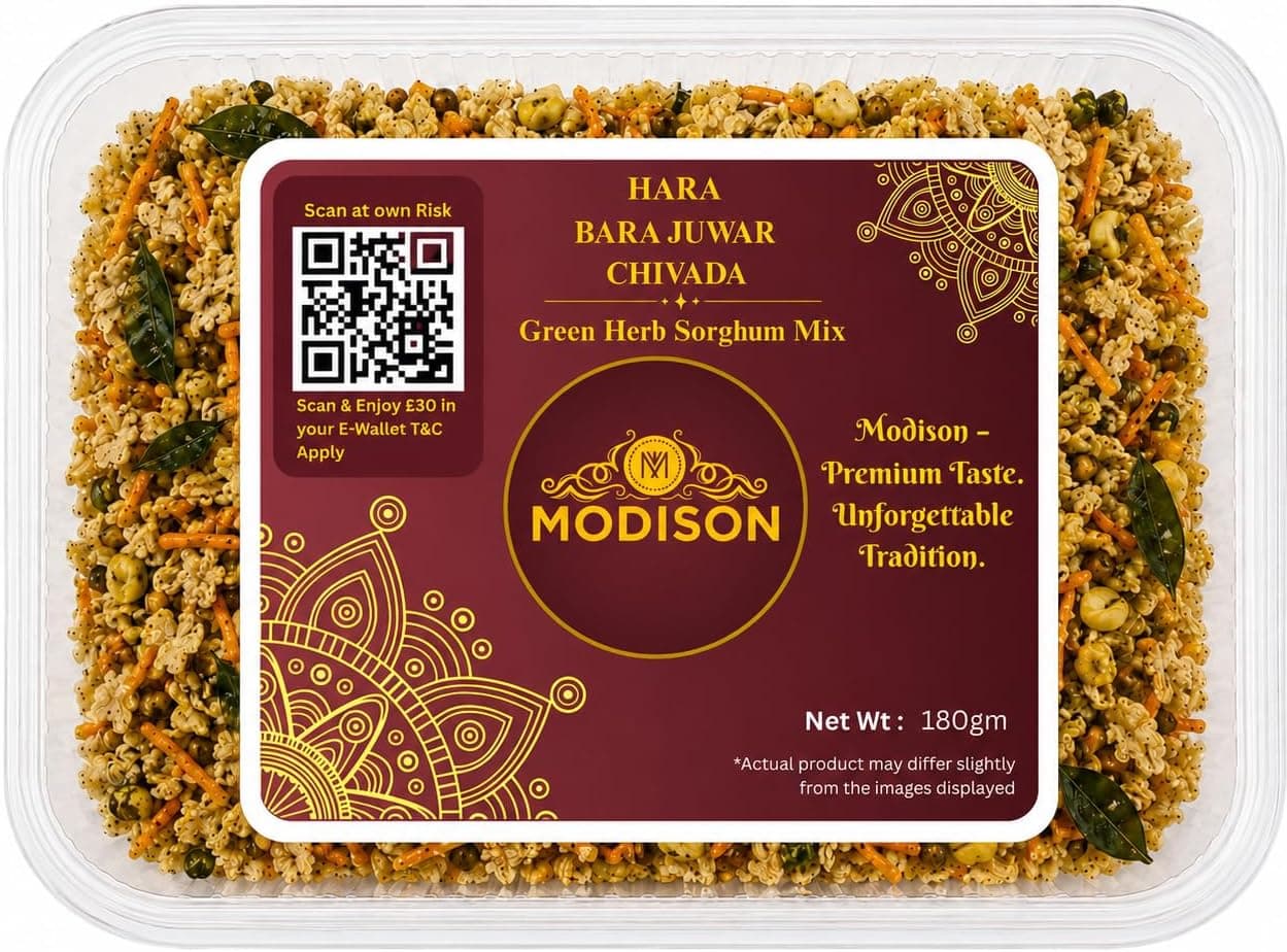 MODISON Hara Bhara Jowar Chivda Indian Namkeen Roasted Sorghum 180g thumbnail 8
