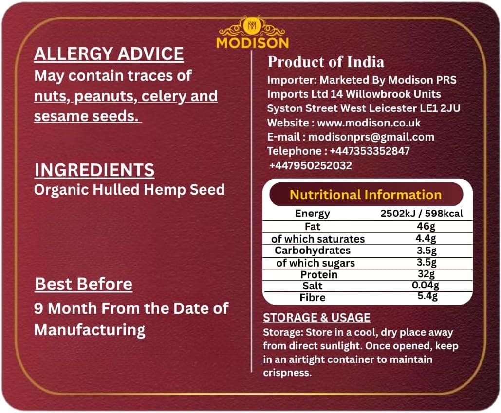 MODISON Hemp Seeds Superfoods Plant Based Protein 200g thumbnail 9