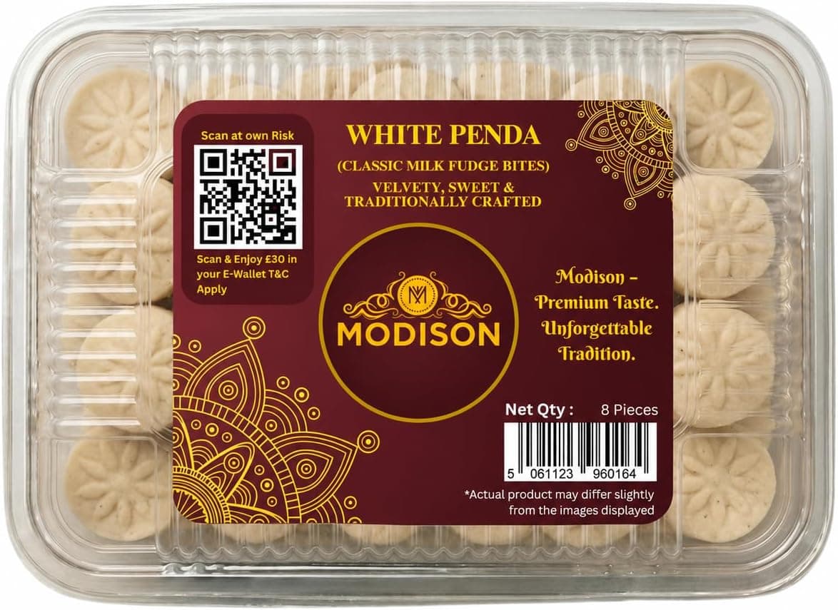 MODISON White Penda Indian Sweets Milk Mithai 8 Piece 200g thumbnail 8