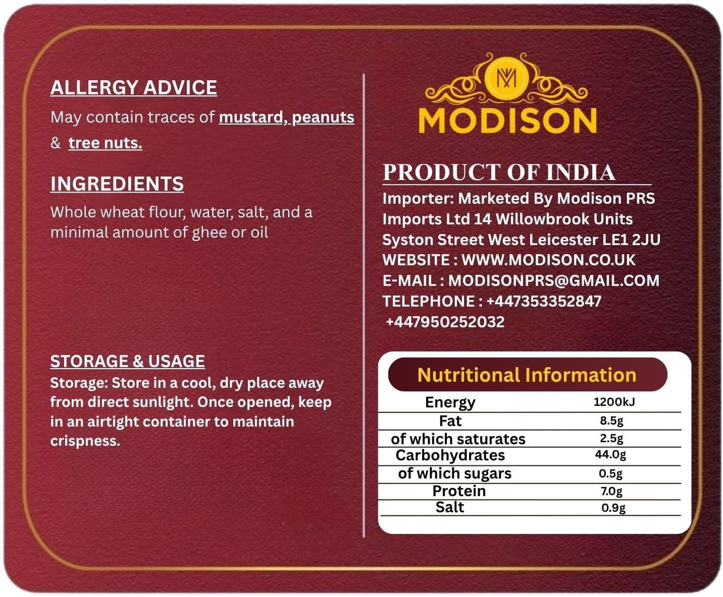MODISON Homestyle Paratha Traditional Indian Flatbread Frozen 1kg thumbnail 9