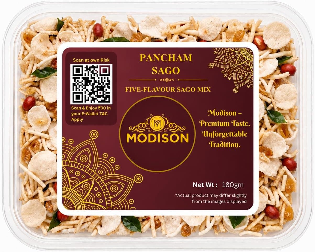 MODISON Pancham Sago Indian Namkeen Crunchy Sabudana Blend 180g thumbnail 8