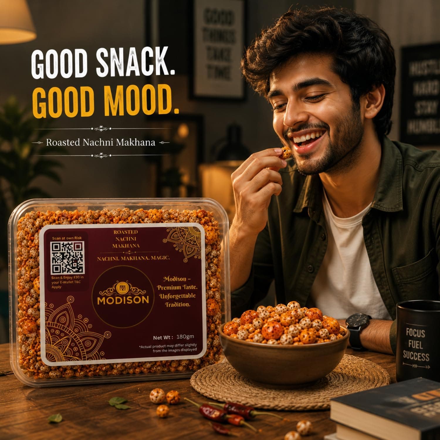 MODISON Roasted Nachni Makhana Indian Snacks Fox Nuts Ragi 180g thumbnail 12