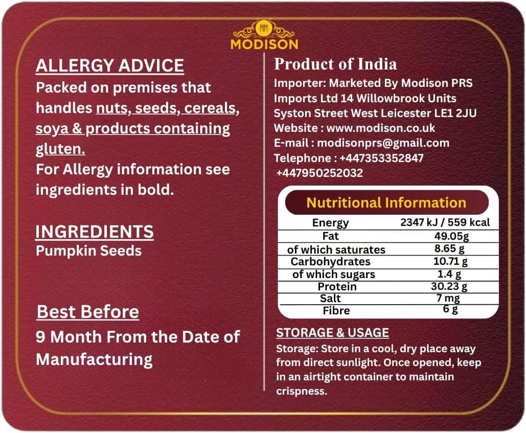 MODISON Pumpkin Seeds Superfoods Natural Pepitas Protein Fibre 400g thumbnail 10