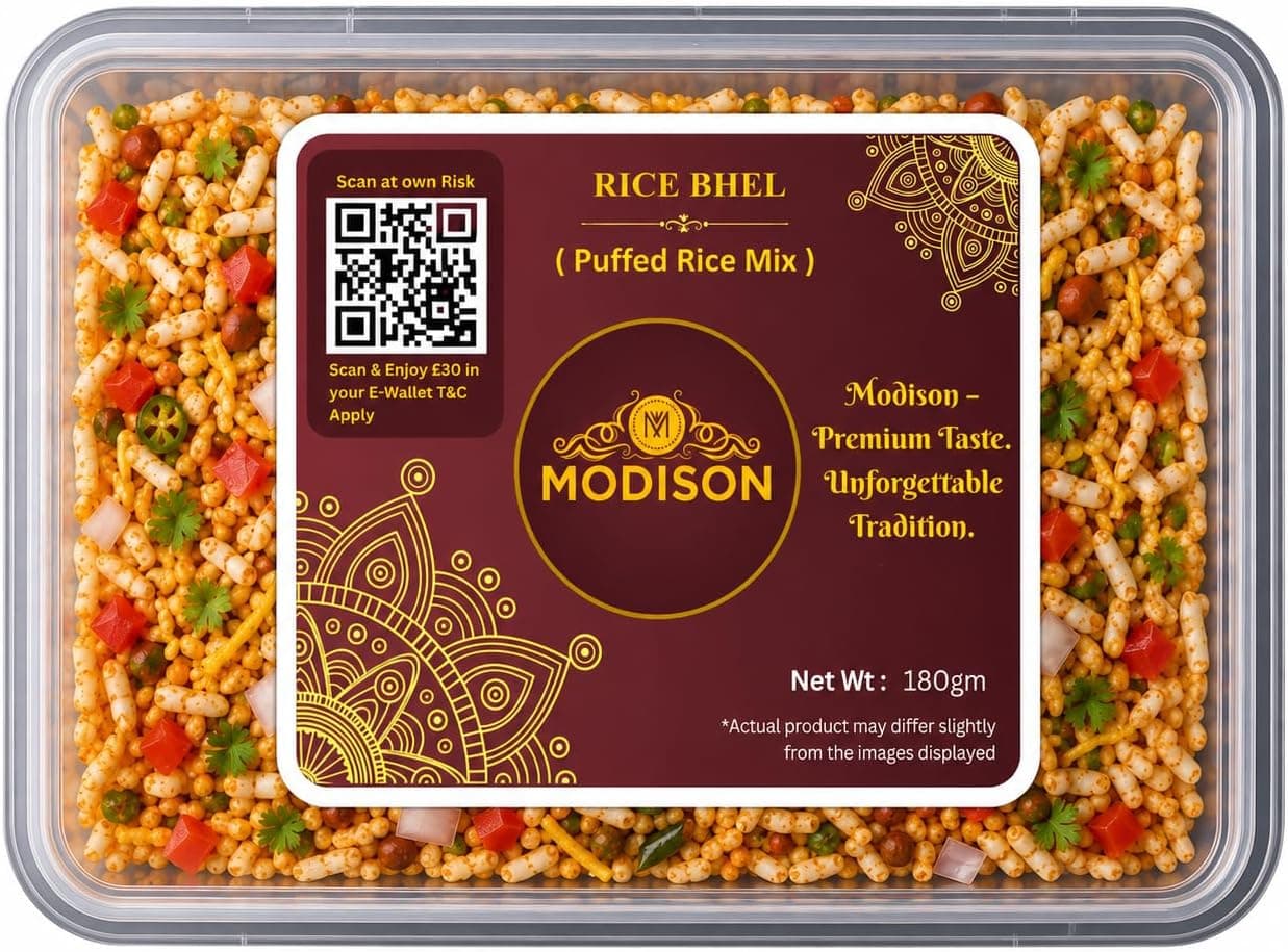 MODISON Rice Bhel Indian Namkeen Crispy Puffed Grain 180g thumbnail 8