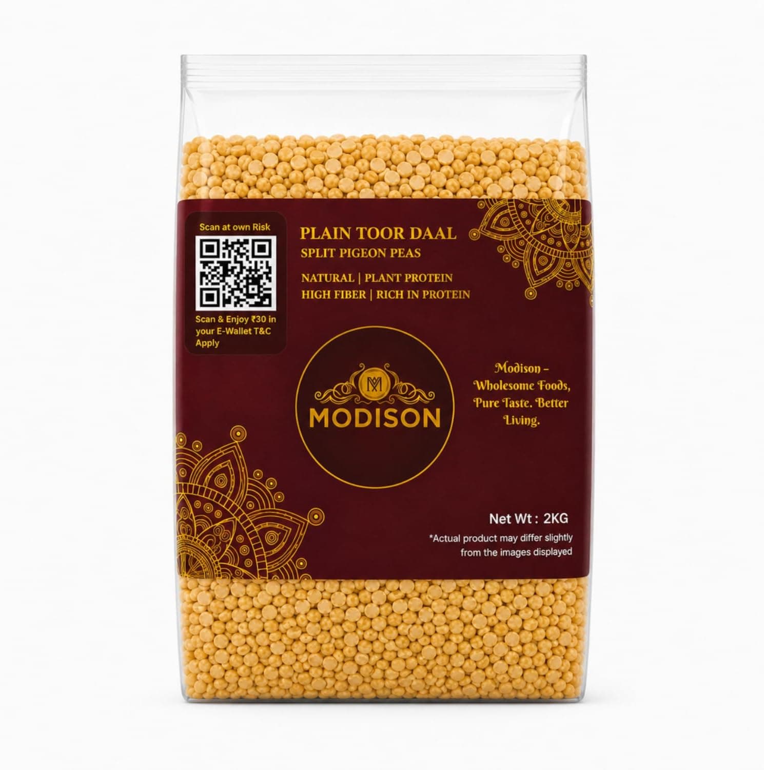 MODISON Plain Toor Daal Split Pigeon Peas High Fibre 2KG thumbnail 8