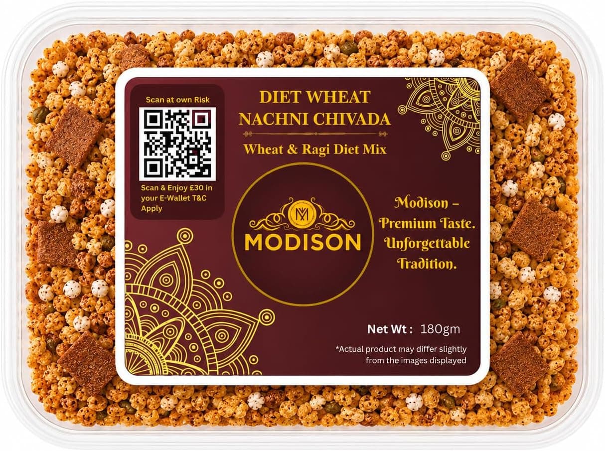 MODISON Diet Wheat Nachni Chivada Indian Namkeen Crispy Ragi 180g thumbnail 8