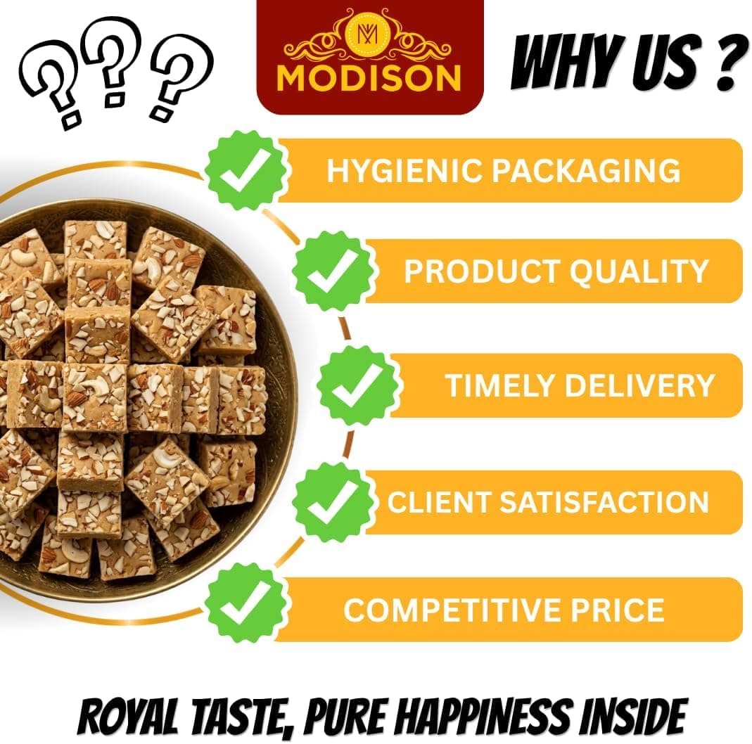 MODISON Magaj Indian Sweets Gram Flour Mithai 12 Piece thumbnail 10