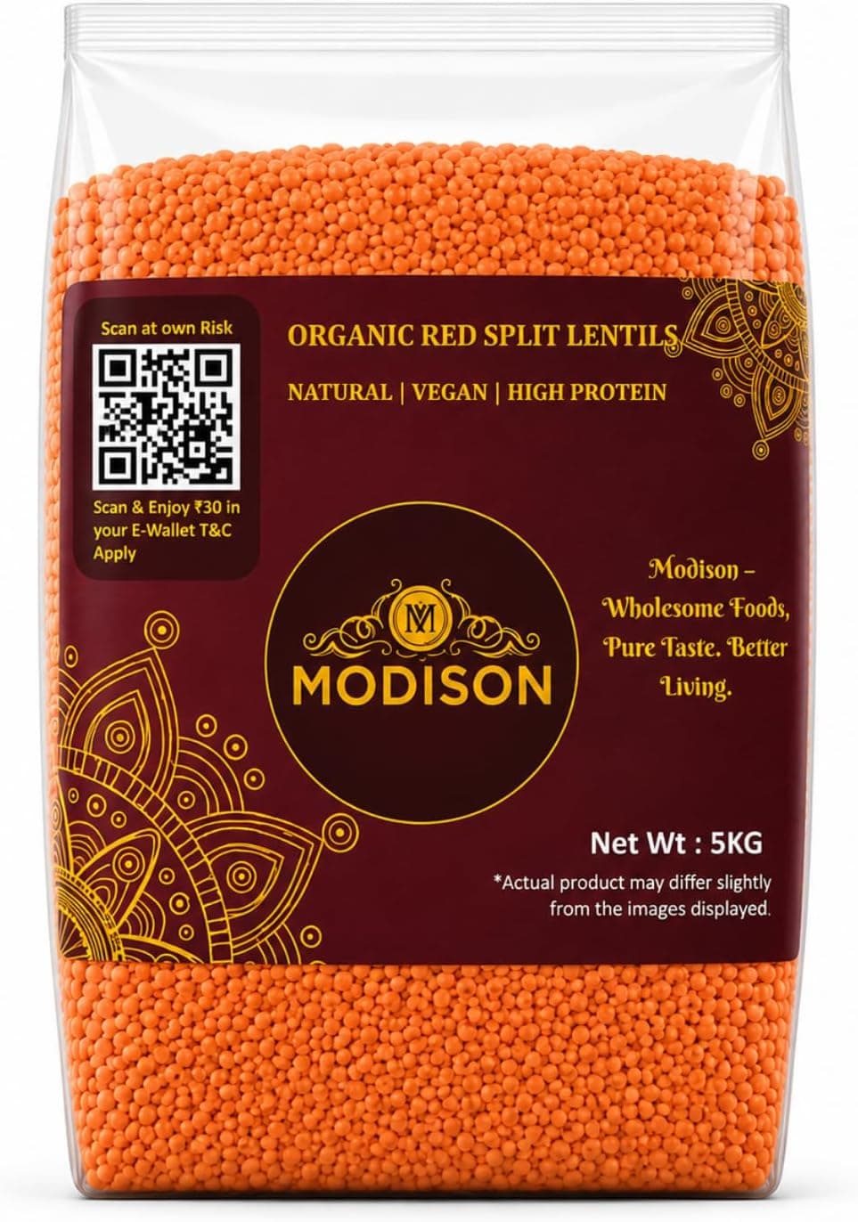 MODISON Red Split Lentils Masoor Dal High Fibre Protein 5KG thumbnail 8