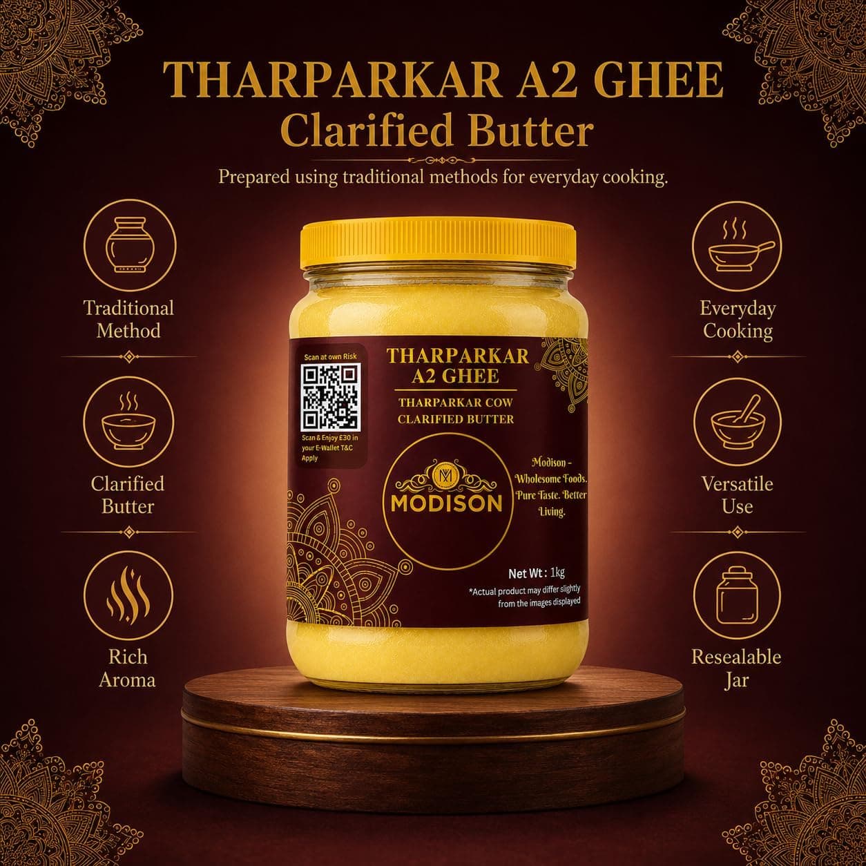 MODISON Tharparkar A2 Cow Ghee Clarified Butter 1kg thumbnail 11