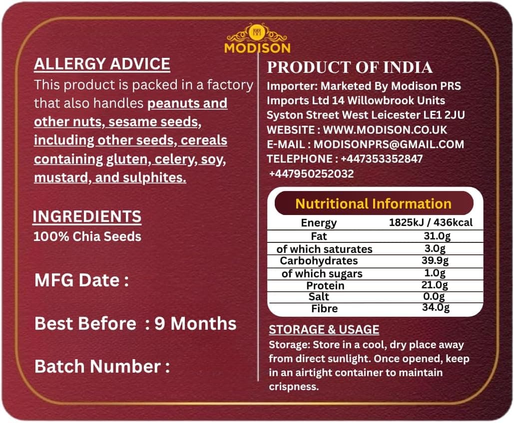 MODISON Chia Seeds Superfoods Natural Healthy Breakfasts 200g thumbnail 10
