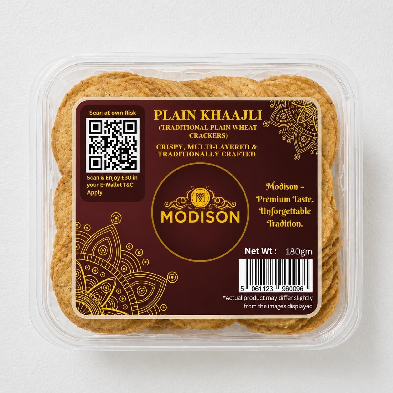 MODISON Plain Khaajli Indian Snacks Crispy Wheat Crackers 180g thumbnail 8