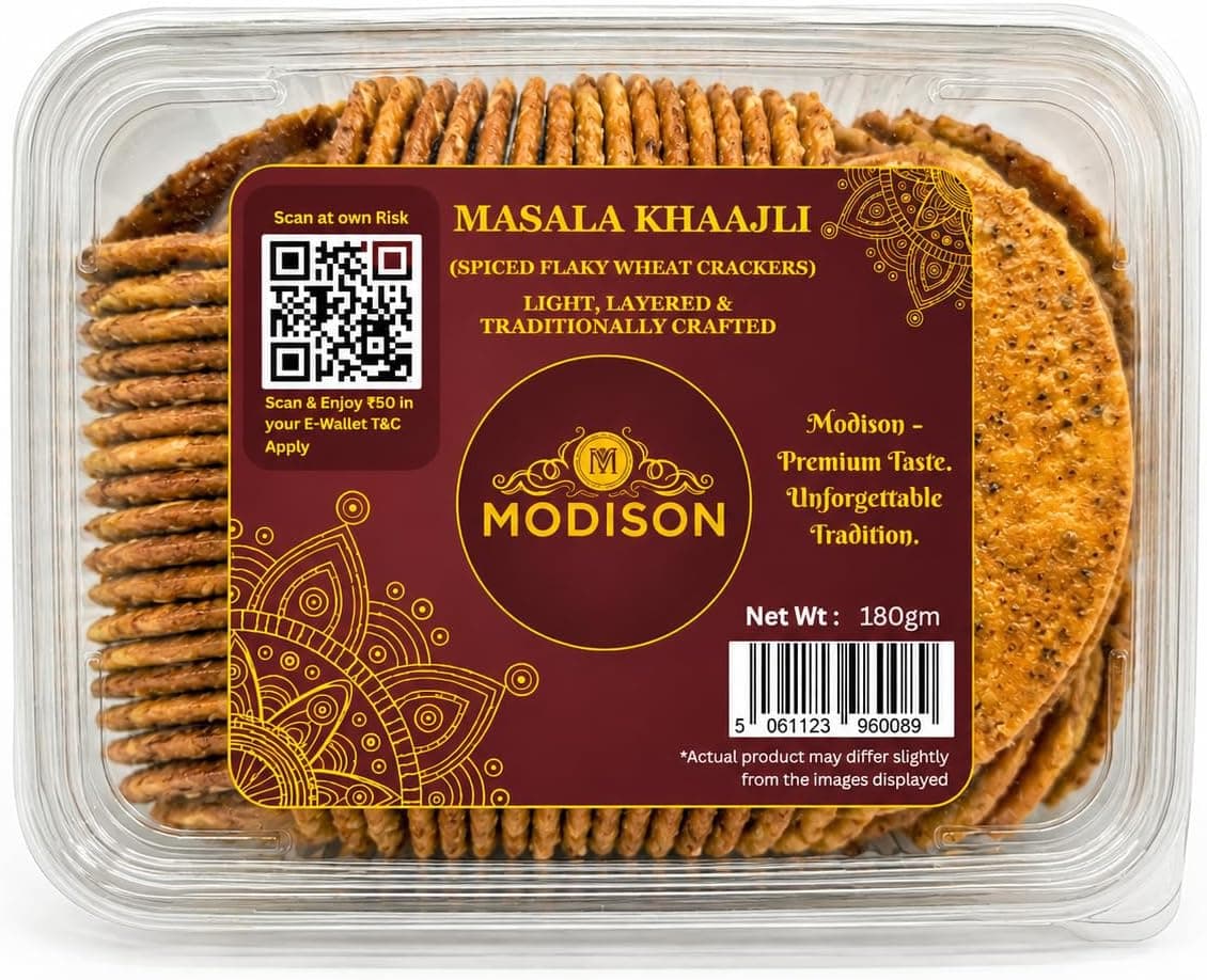 MODISON Masala Khaajli Indian Snacks Spiced Crackers 180g thumbnail 8