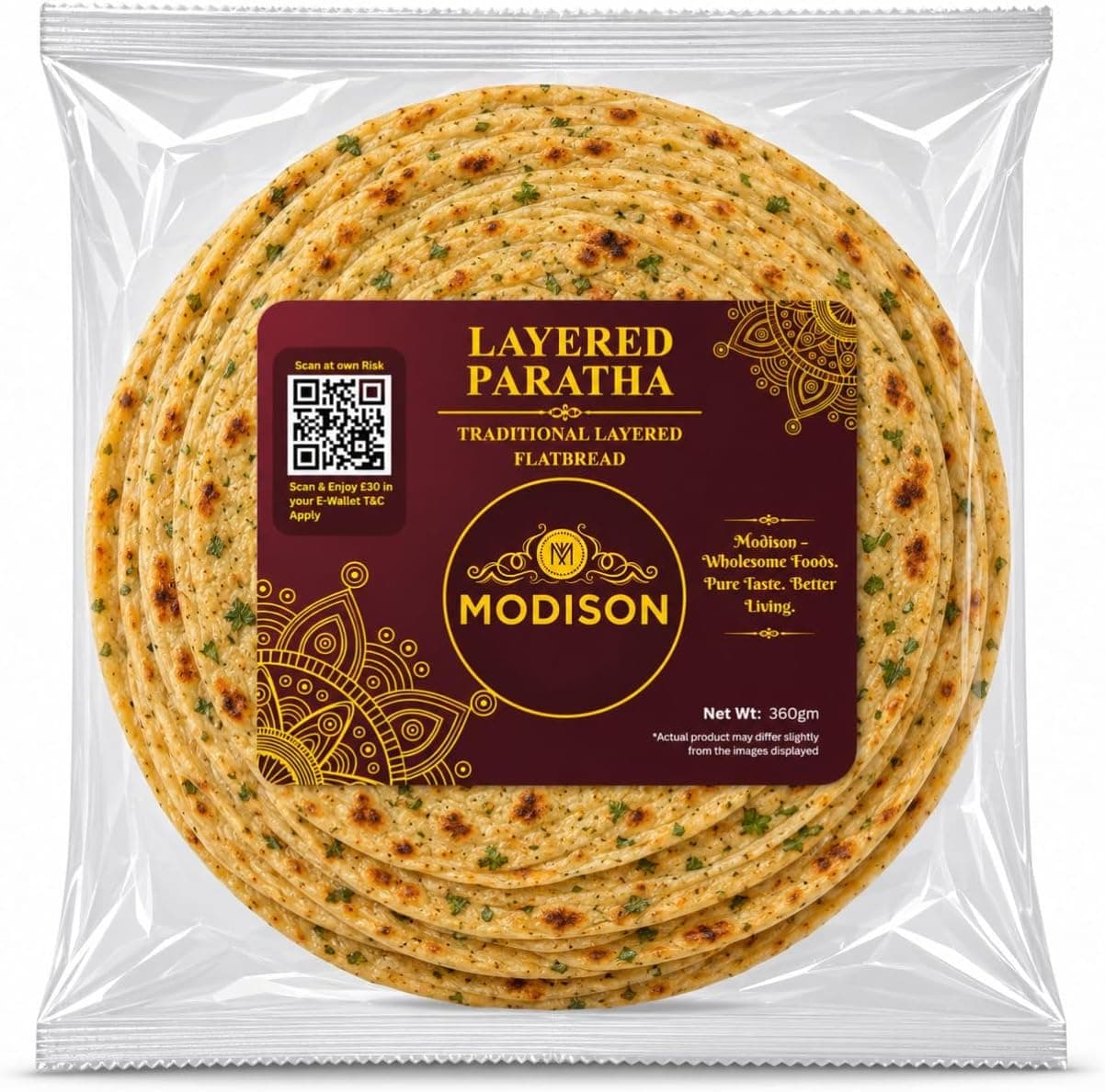 MODISON Layered Paratha Traditional Indian Flatbread Frozen 360g thumbnail 8