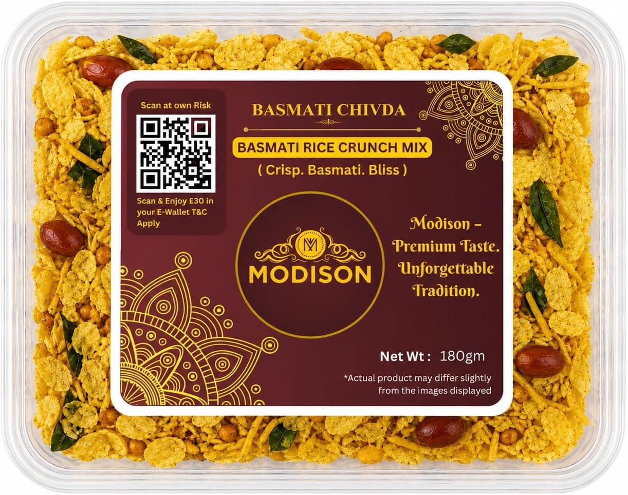 MODISON Basmati Chivda Indian Namkeen Crispy Rice Flakes 180g thumbnail 8