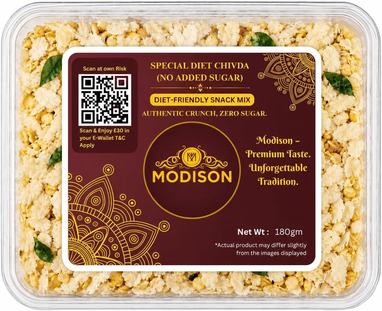 MODISON Special Diet Chivda Indian Namkeen No Sugar Roasted 180g thumbnail 8
