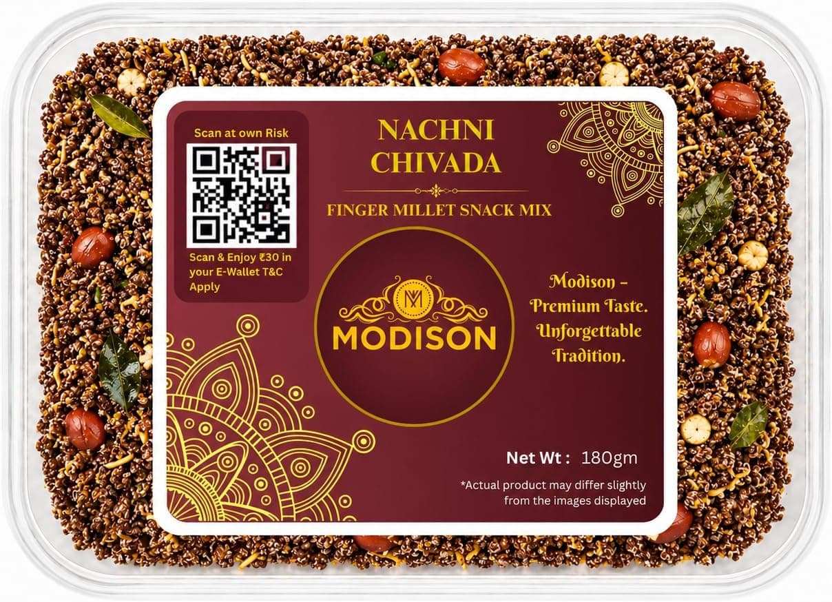MODISON Nachni Chivada Indian Namkeen Roasted Ragi Millet 180g thumbnail 8