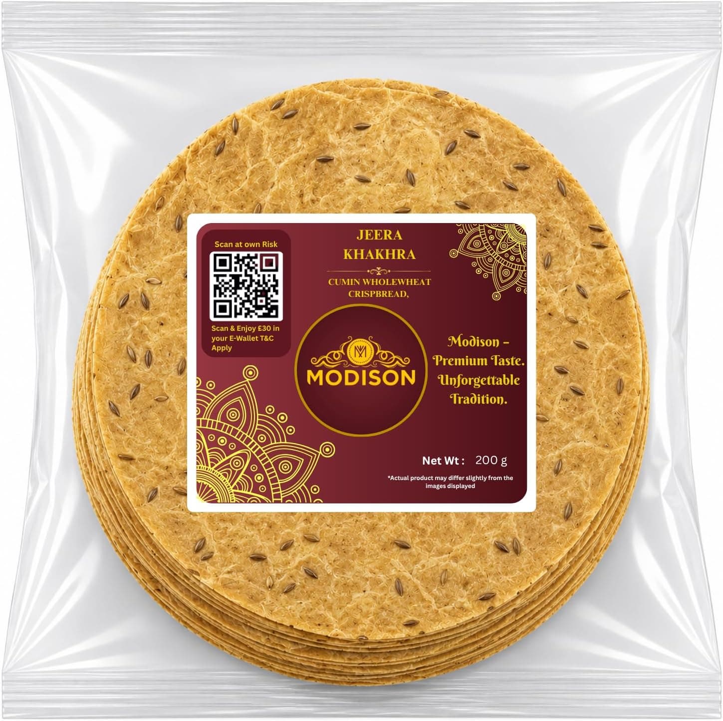 MODISON Jeera Khakhra Whole Wheat Cumin Crispbread Snack 200 g thumbnail 8