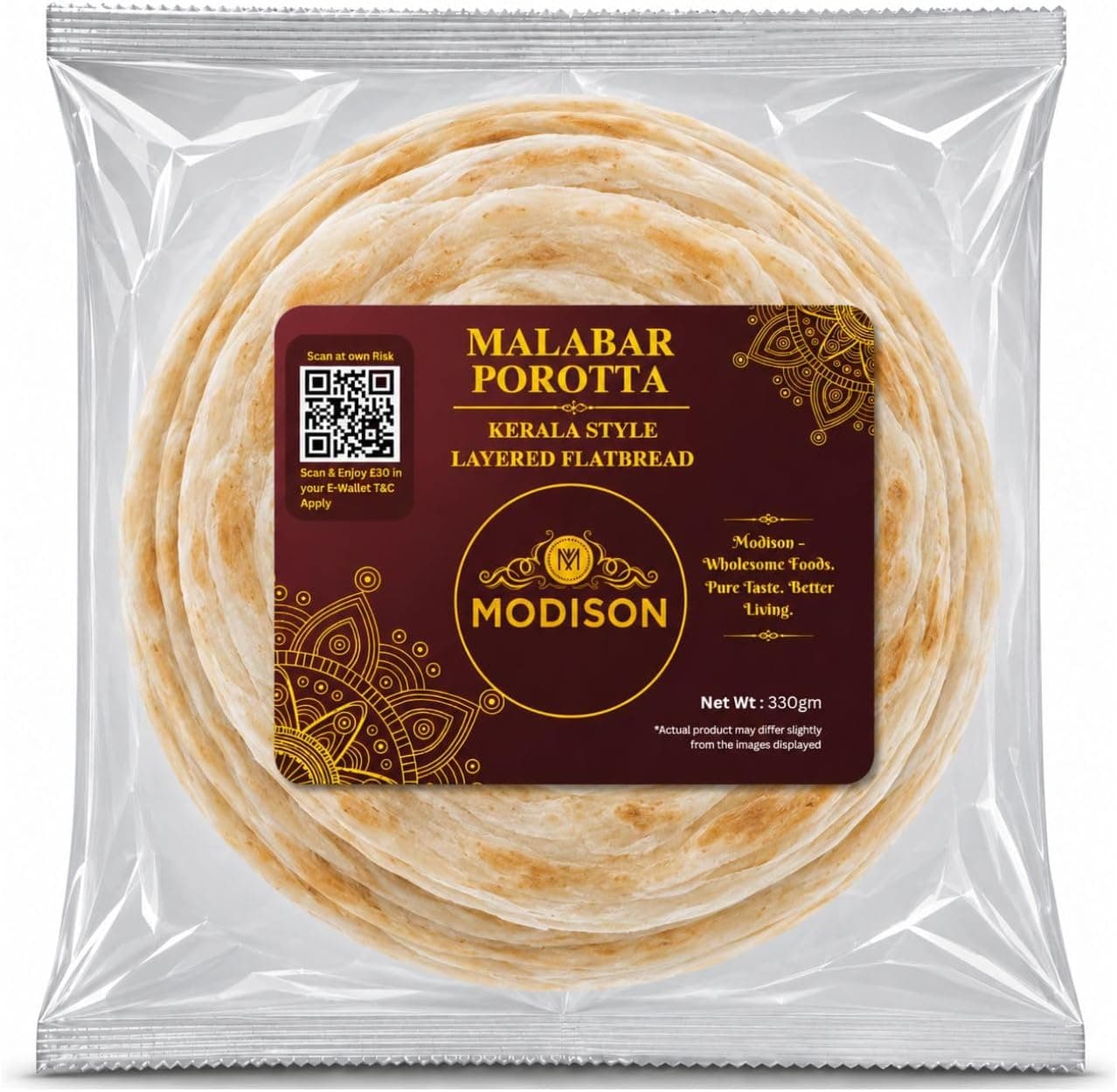 MODISON Malabar Porotta Traditional Layered Flatbread Frozen 330g thumbnail 8