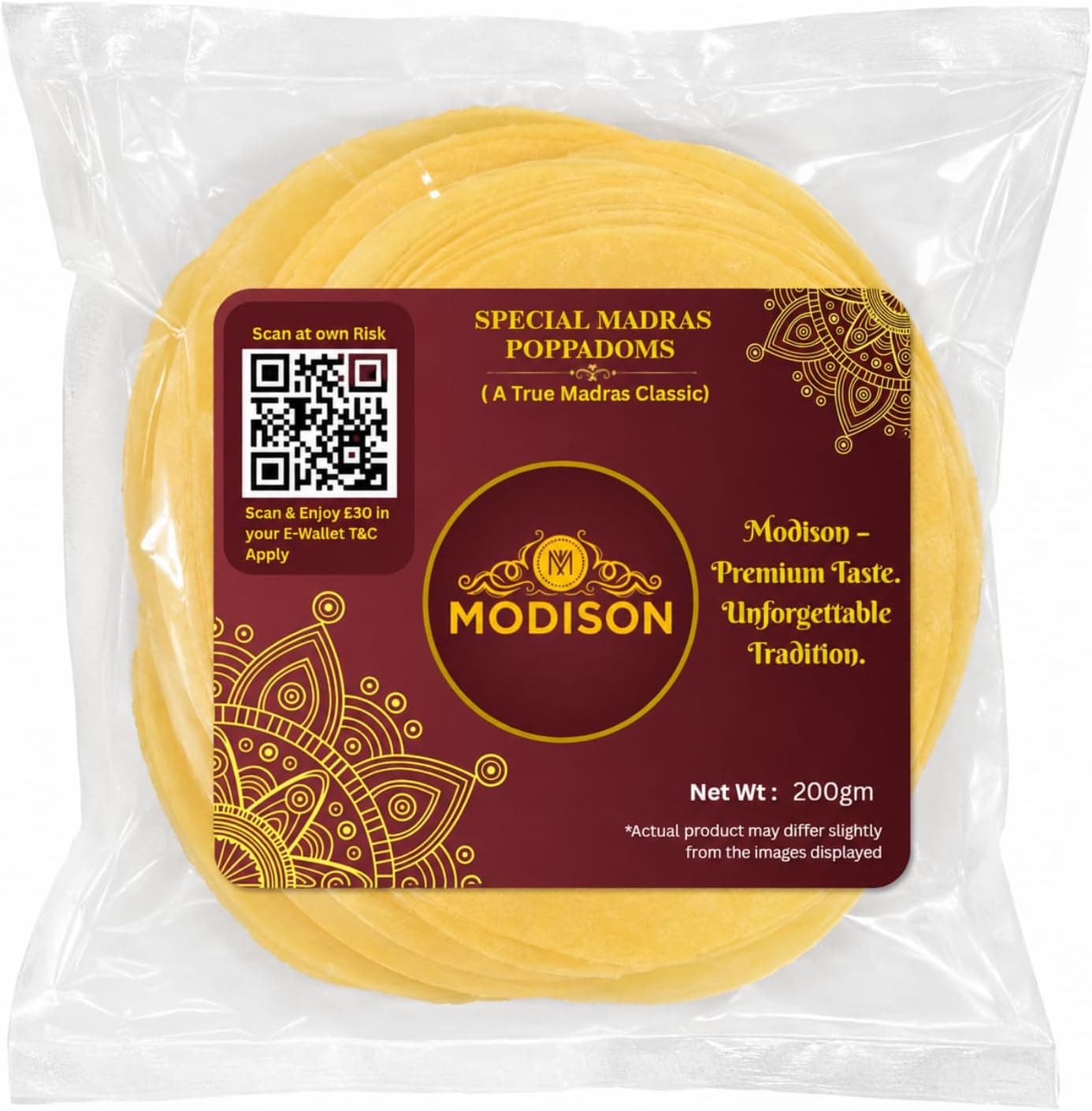 MODISON Special Madras Poppadoms Indian Papad Crispy Lentil Wafer 200g thumbnail 8