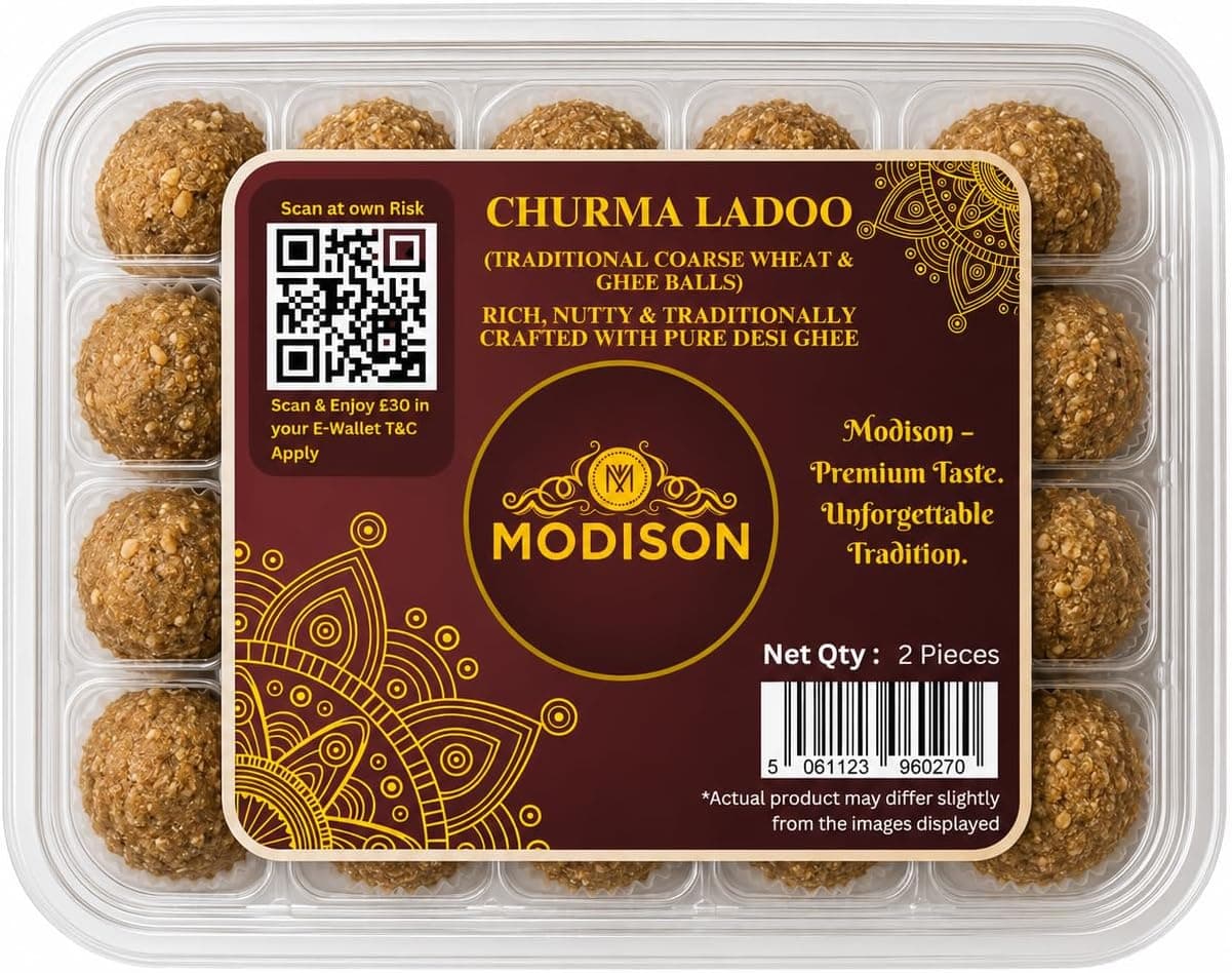 MODISON Churma Ladoo Indian Sweets Jaggery Mithai 2 Piece 80g thumbnail 8