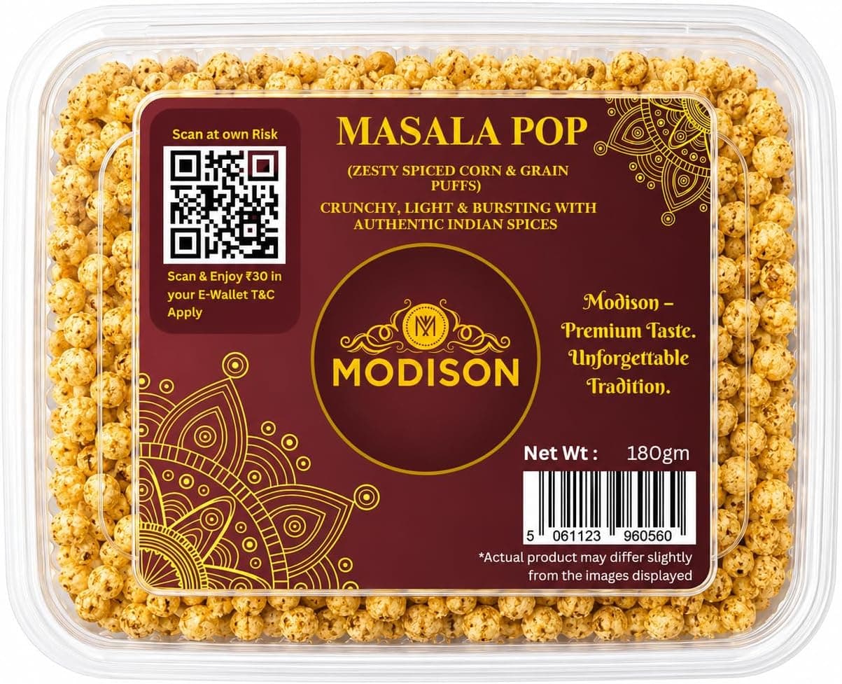 MODISON Masala Pop Indian Namkeen Crunchy Puffed Snack 180g thumbnail 8