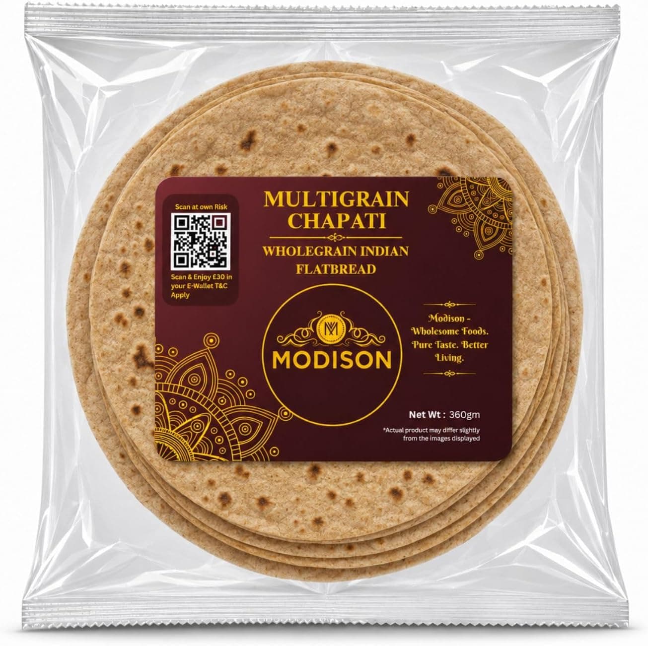 MODISON Multigrain Chapati Traditional Indian Flatbread Frozen 360g thumbnail 8