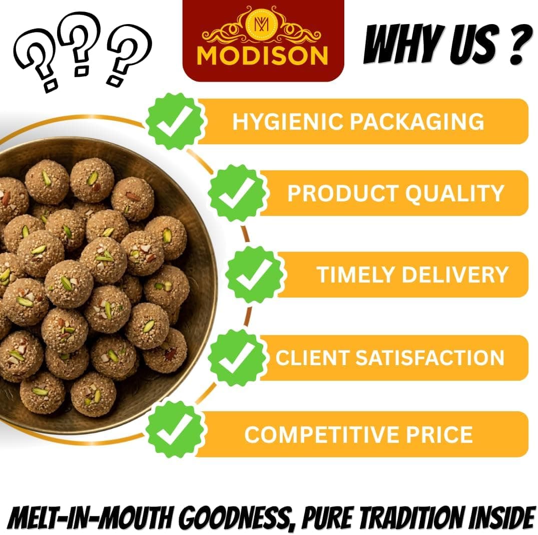 MODISON Churma Ladoo Indian Sweets Jaggery Mithai 2 Piece 80g thumbnail 10