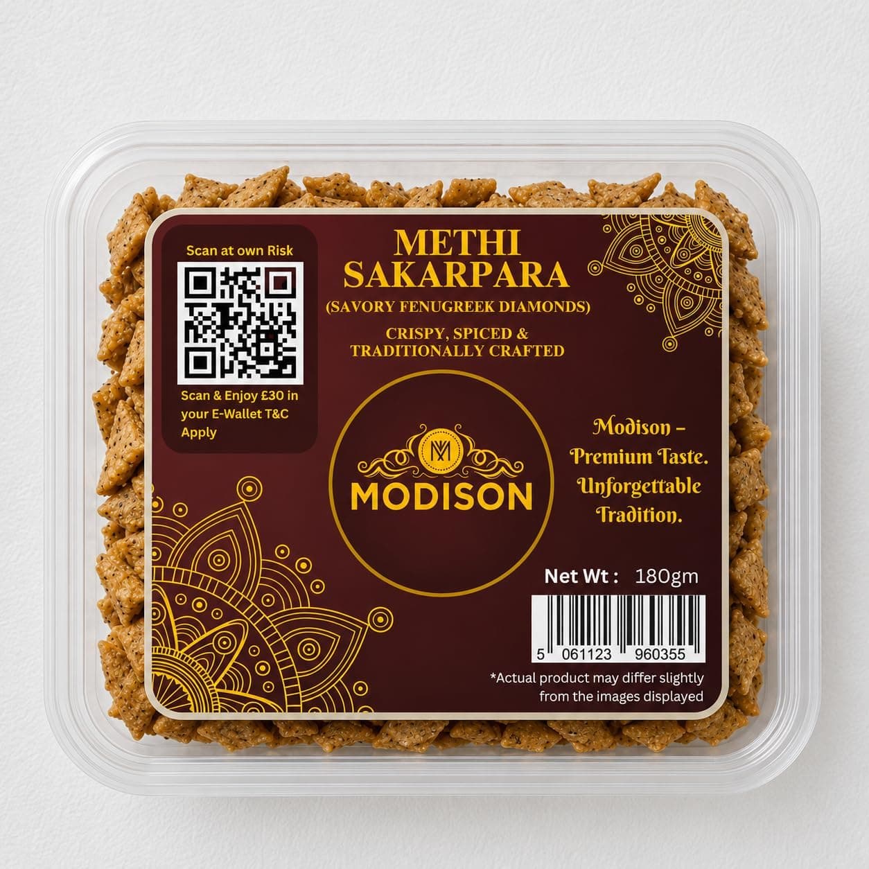 MODISON Methi Sakkarpara Indian Snacks Crispy Fenugreek 180g thumbnail 8