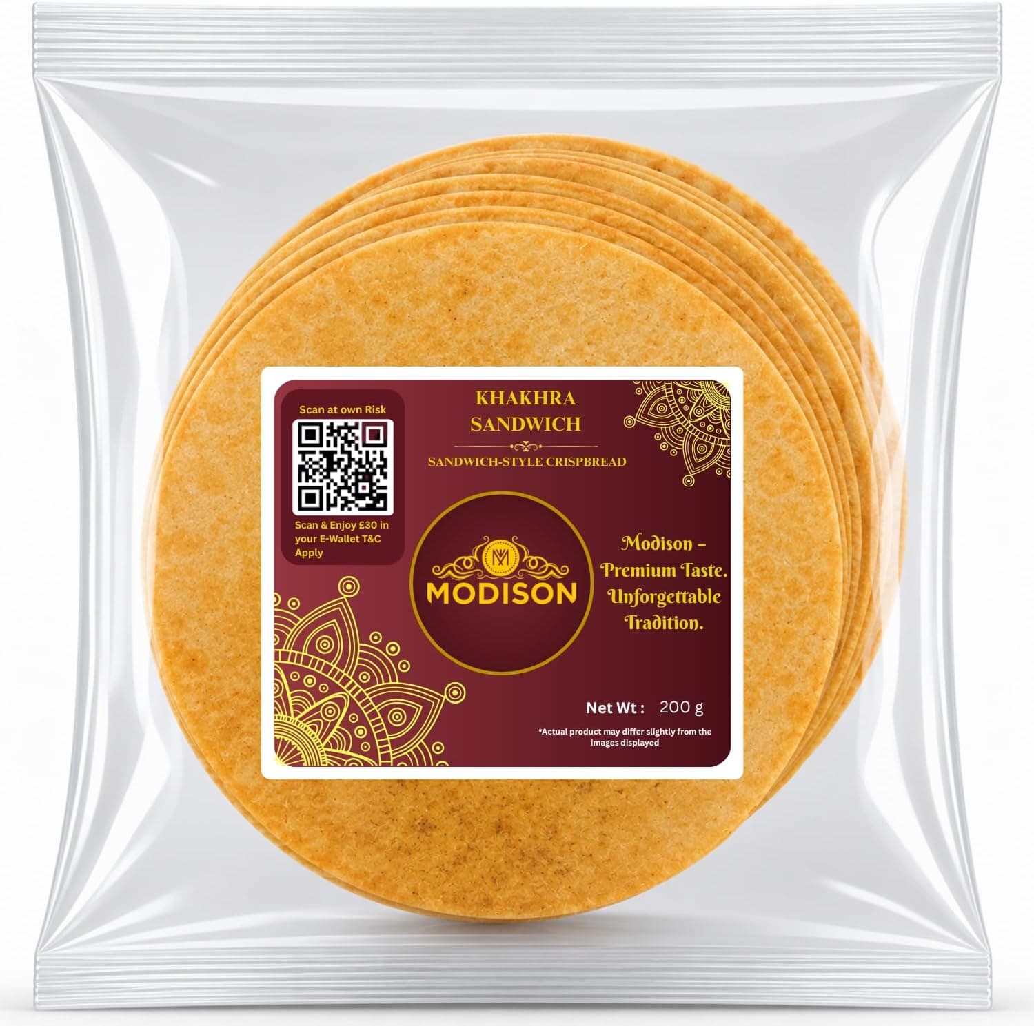 MODISON Sandwich Khakhra Tomato Spice Crispbread Roasted Snack 200g thumbnail 8