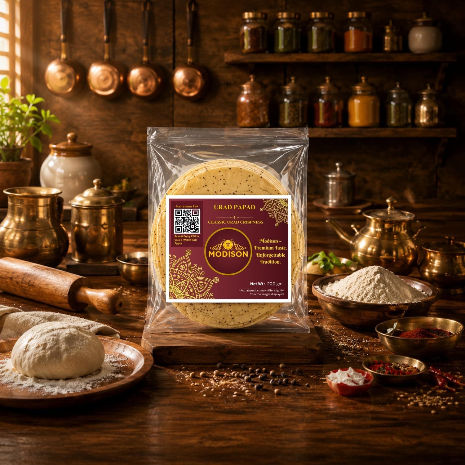 MODISON Urad Papad Indian Papad Crispy Lentil Wafer 200g thumbnail 10