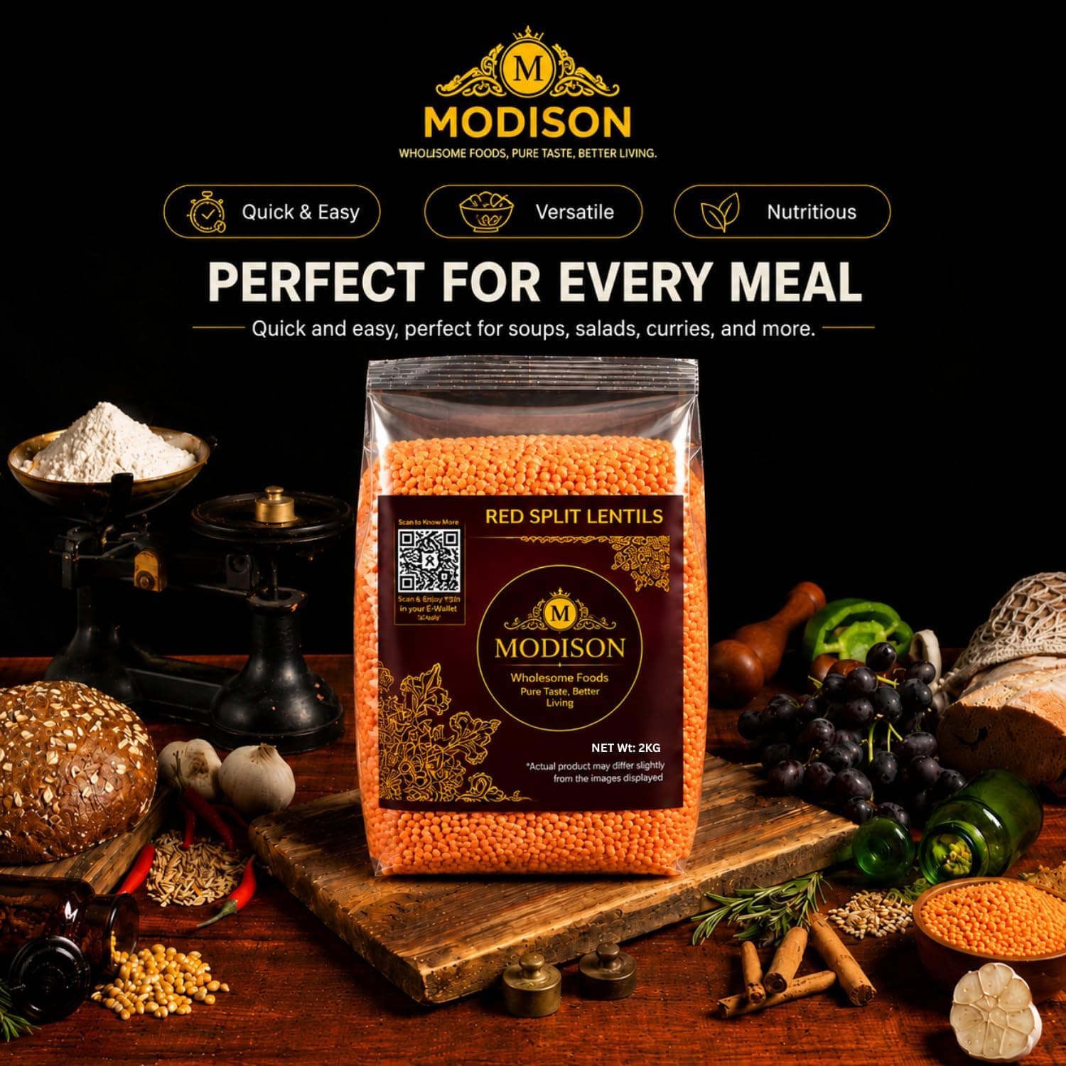 MODISON Red Split Lentils Masoor Dal High Fibre Protein 2KG thumbnail 12