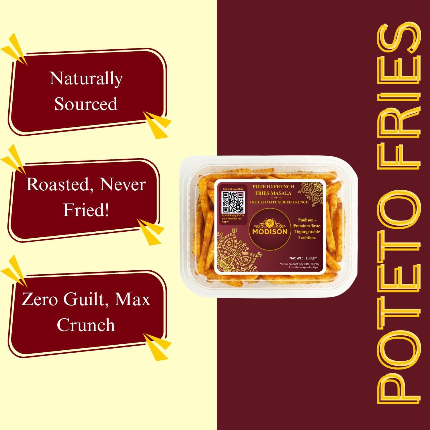 MODISON Potato French Fries Indian Namkeen Masala Crispy 180g thumbnail 12