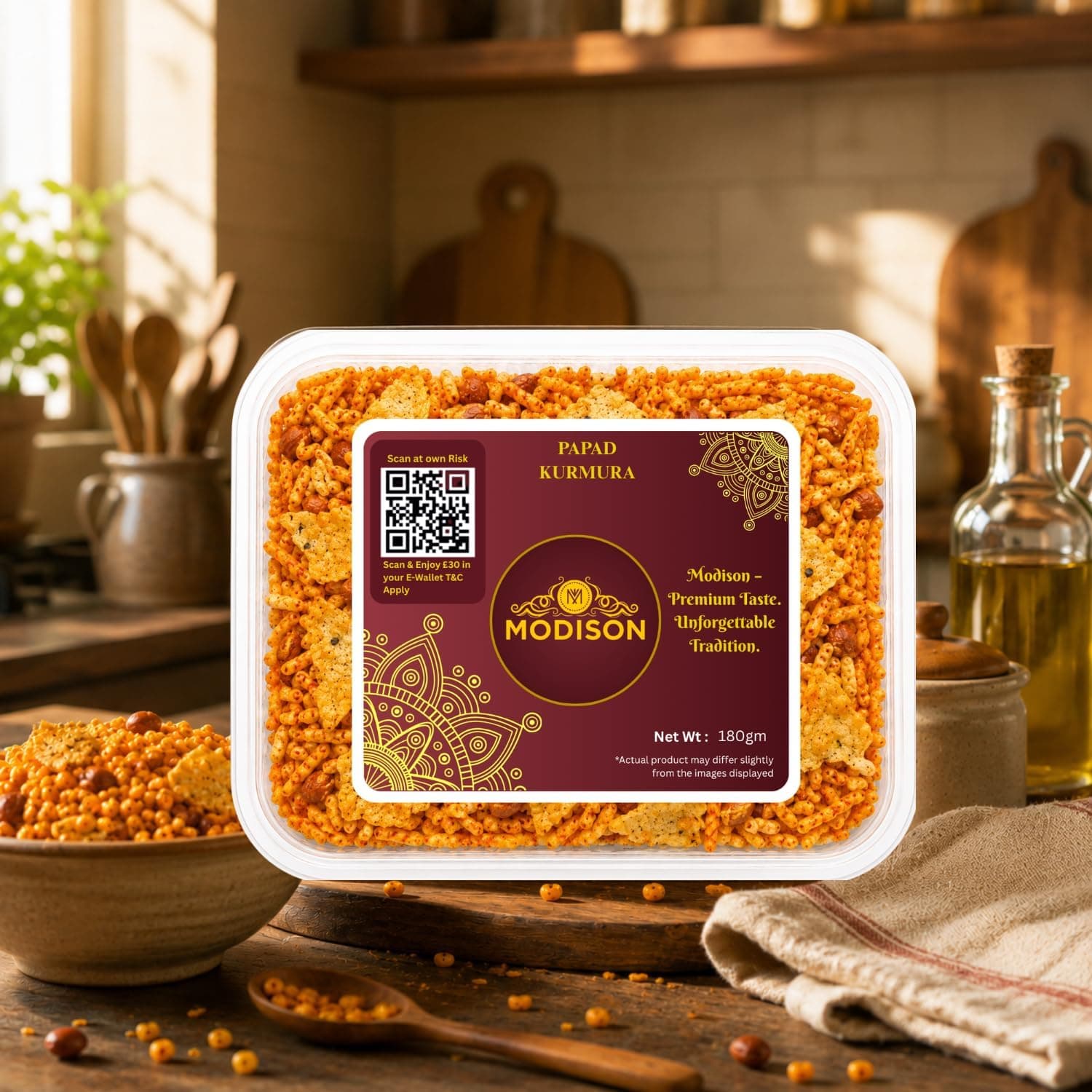 MODISON Papad Kurmura Indian Namkeen Crispy Puffed Rice 180g thumbnail 9