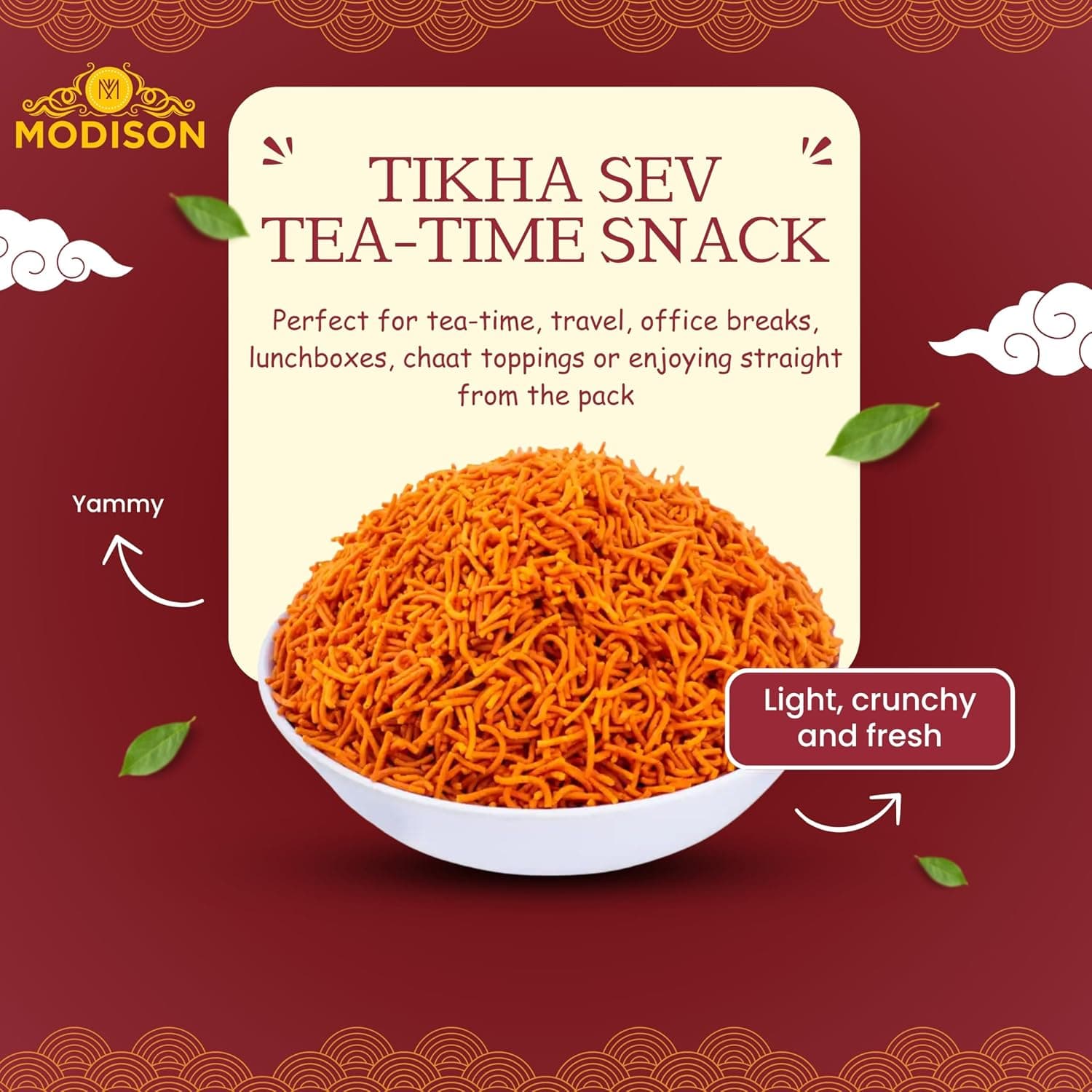 MODISON Tikhi Sev Indian Snacks Spicy Gujarati Namkeen 180g thumbnail 10