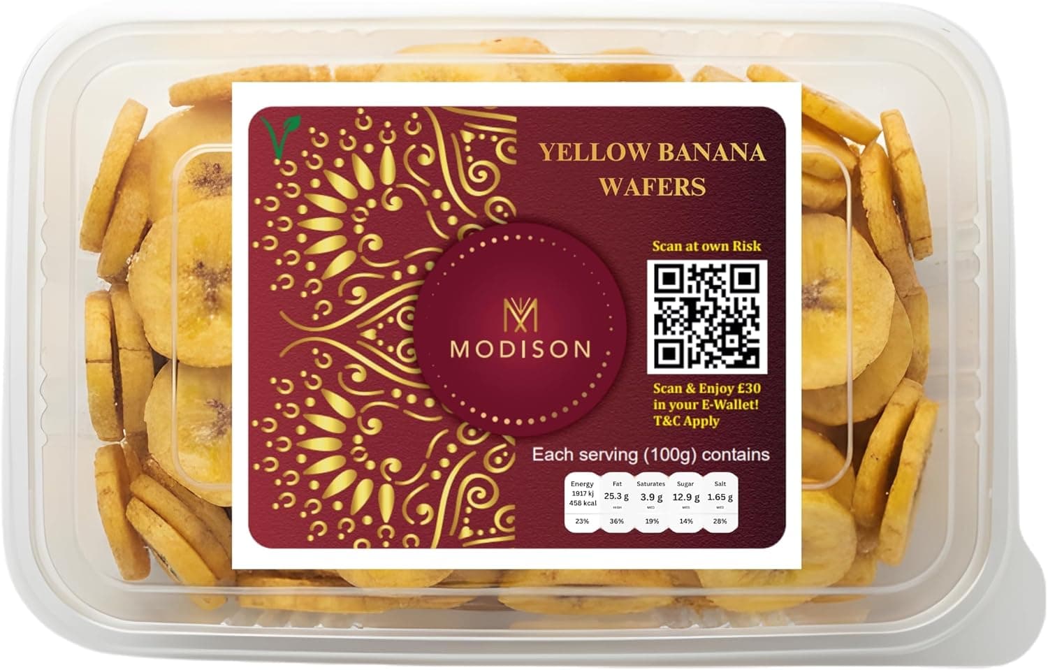 MODISON Yellow Banana Wafers Indian Snacks Crispy Chips 180g thumbnail 7
