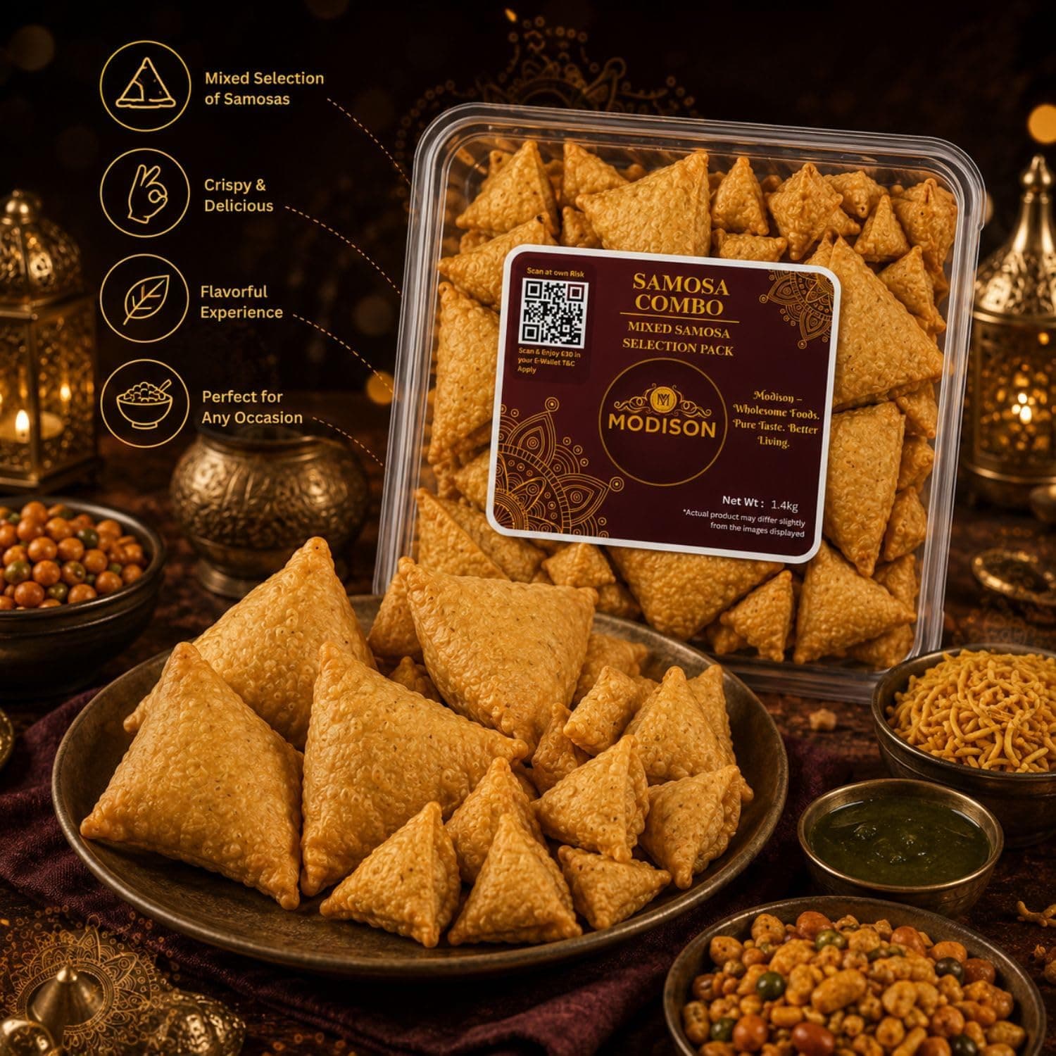 MODISON Samosa Combo Cocktail & Punjabi Frozen Indian Snack 1.4kg thumbnail 12