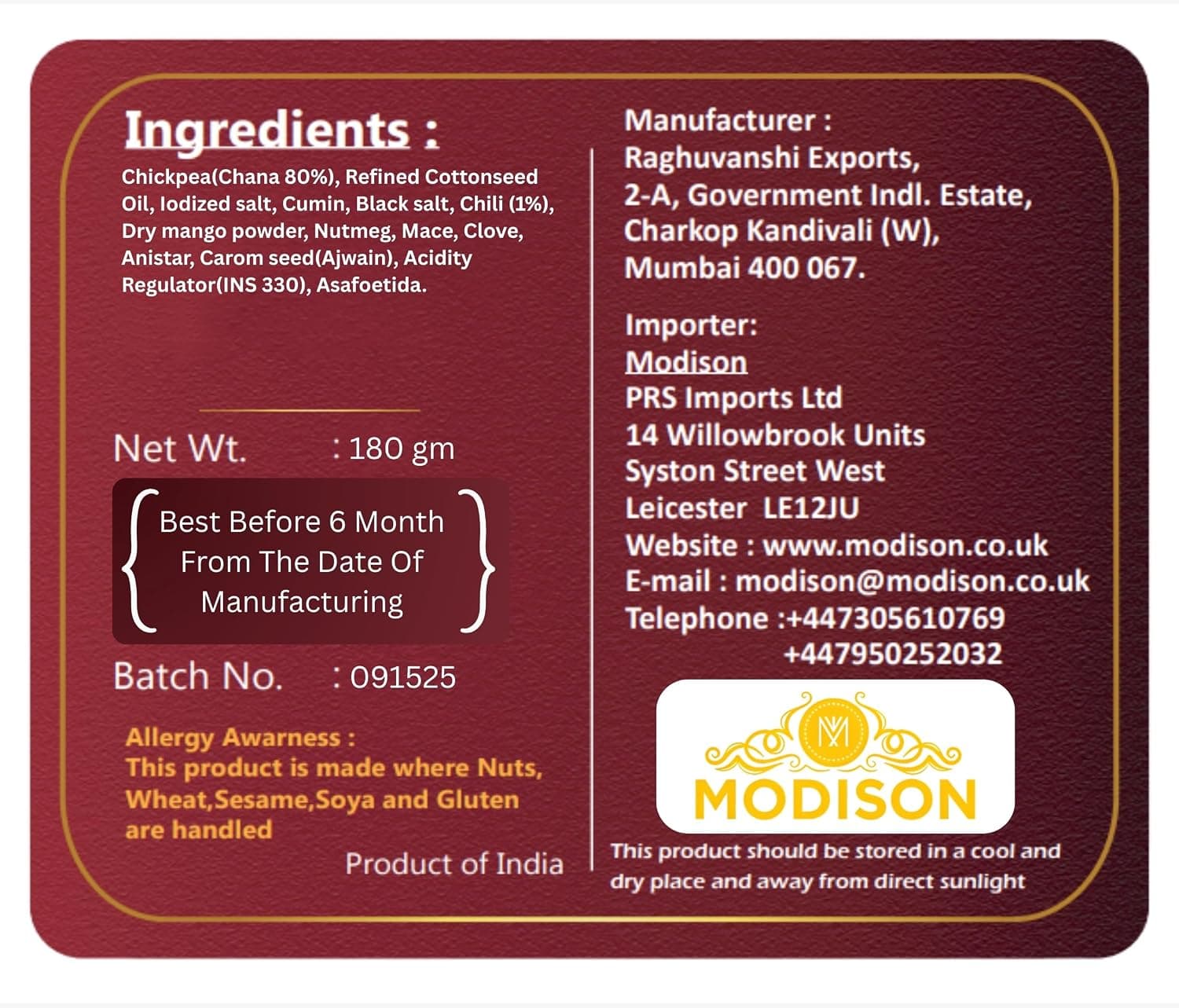 MODISON Masala Chana Healthy Snacks Roasted Chickpeas 180g thumbnail 9