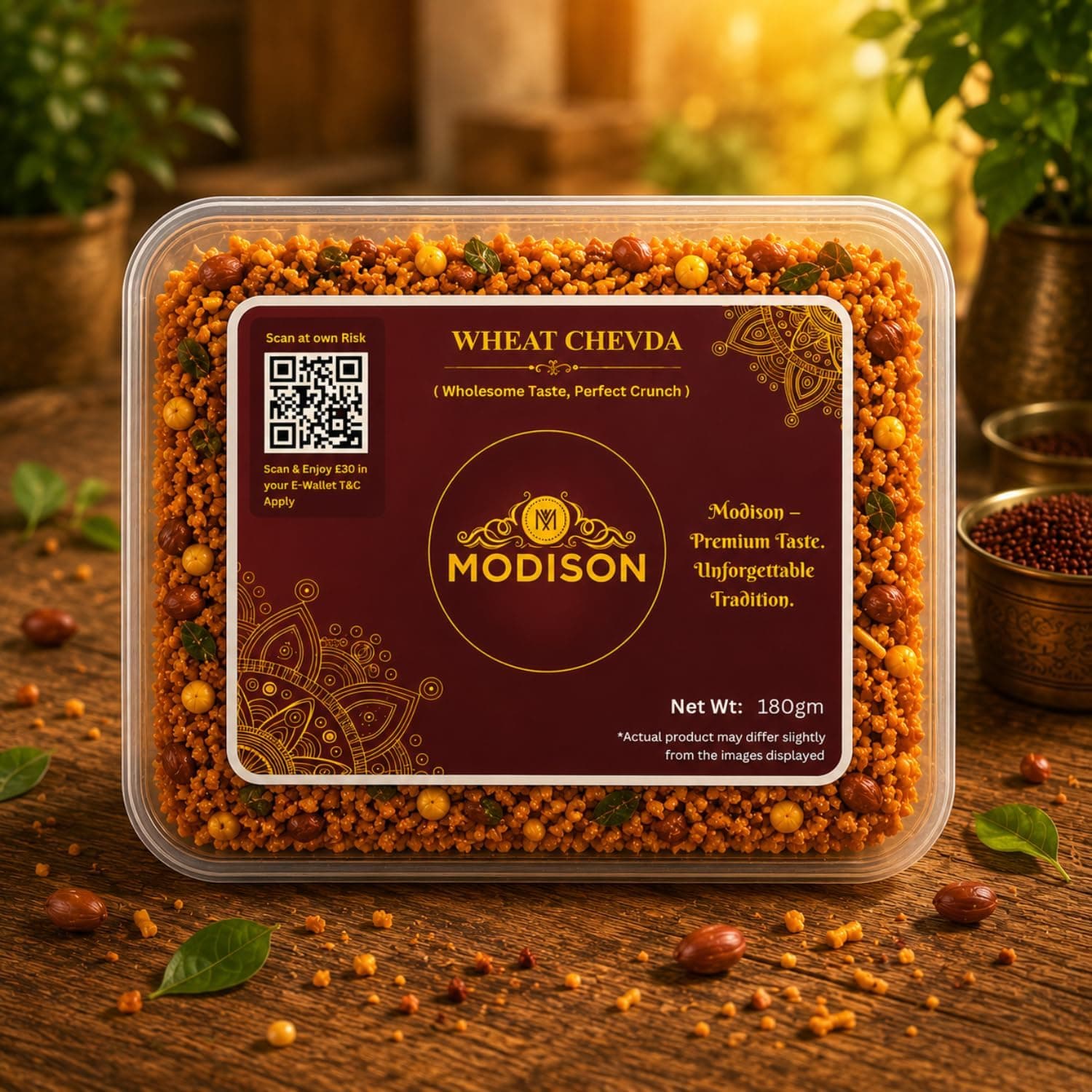 MODISON Wheat Chevda Indian Namkeen Crispy Flakes Mix 180g thumbnail 11