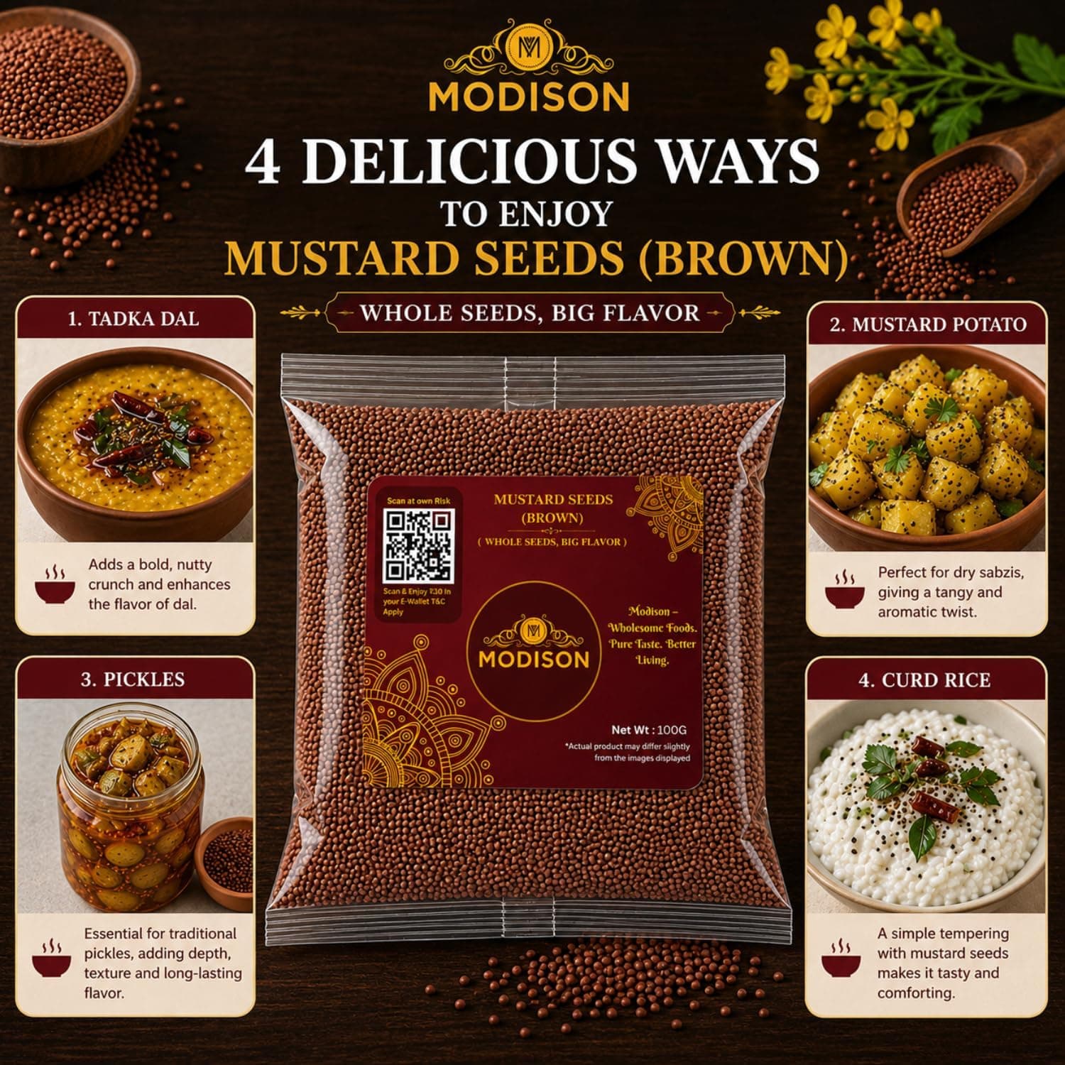 MODISON Mustard Seeds Whole Spice Natural 100g thumbnail 12