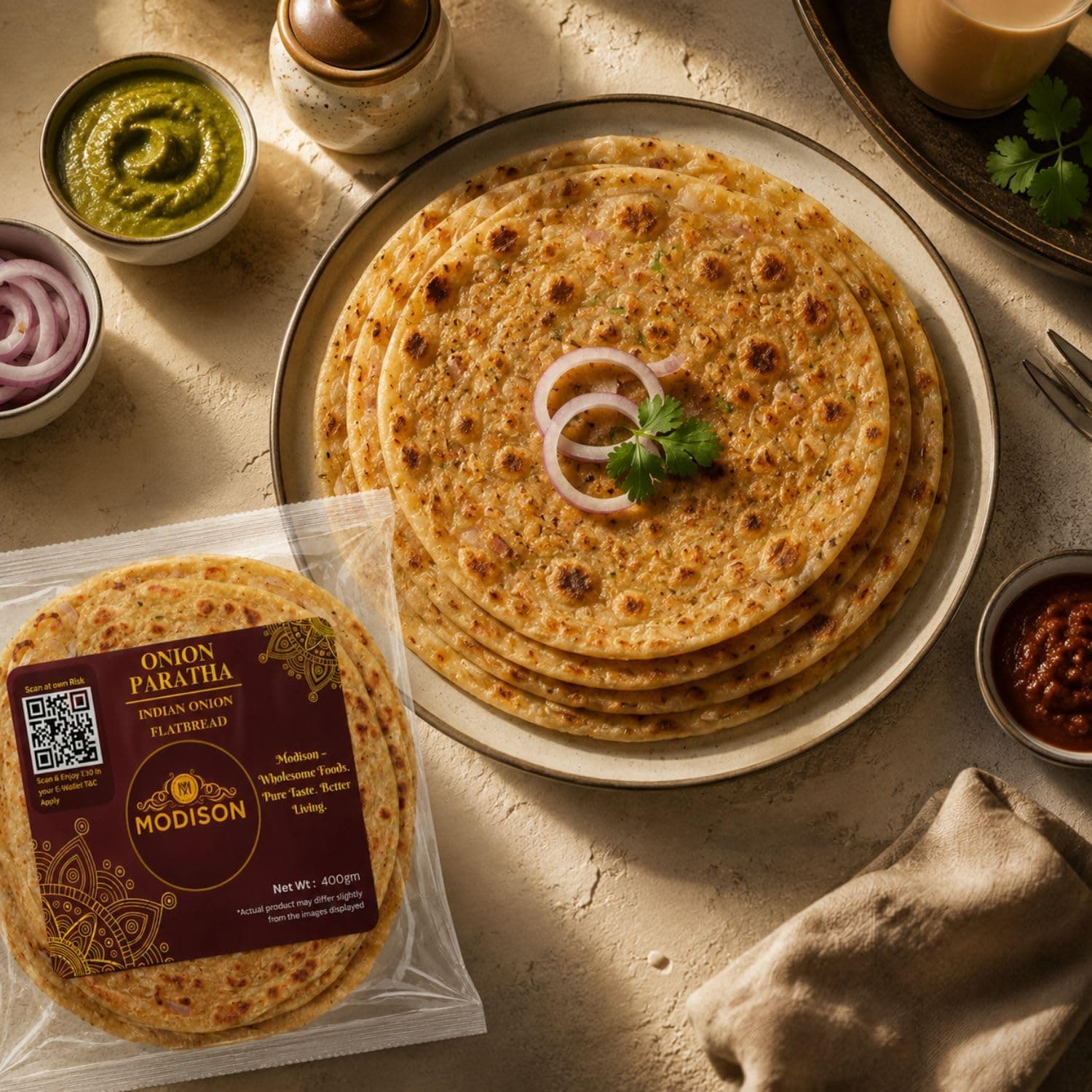 MODISON Onion Paratha Whole Wheat Flatbread 400g thumbnail 11