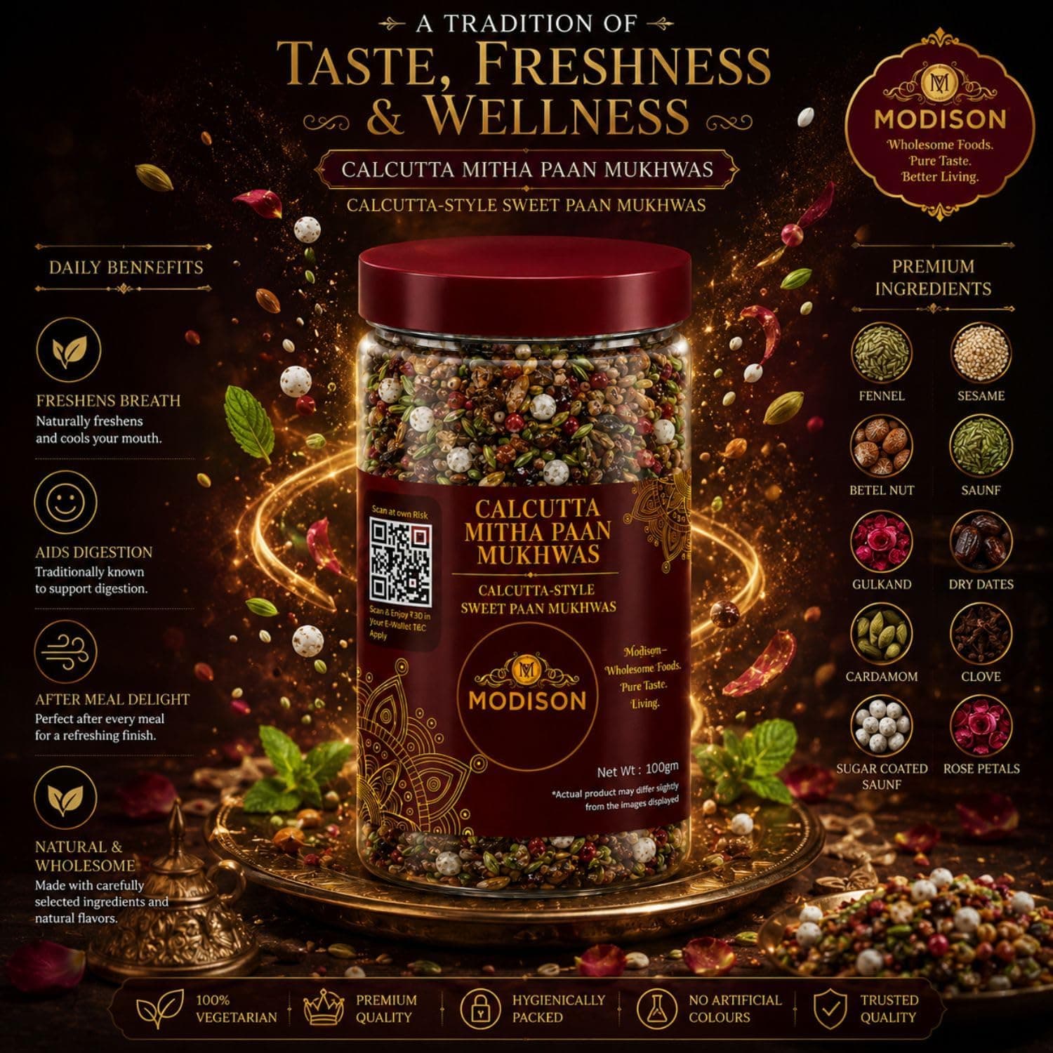 MODISON Calcutta Mitha Paan Indian Mouth Freshener 100g thumbnail 10
