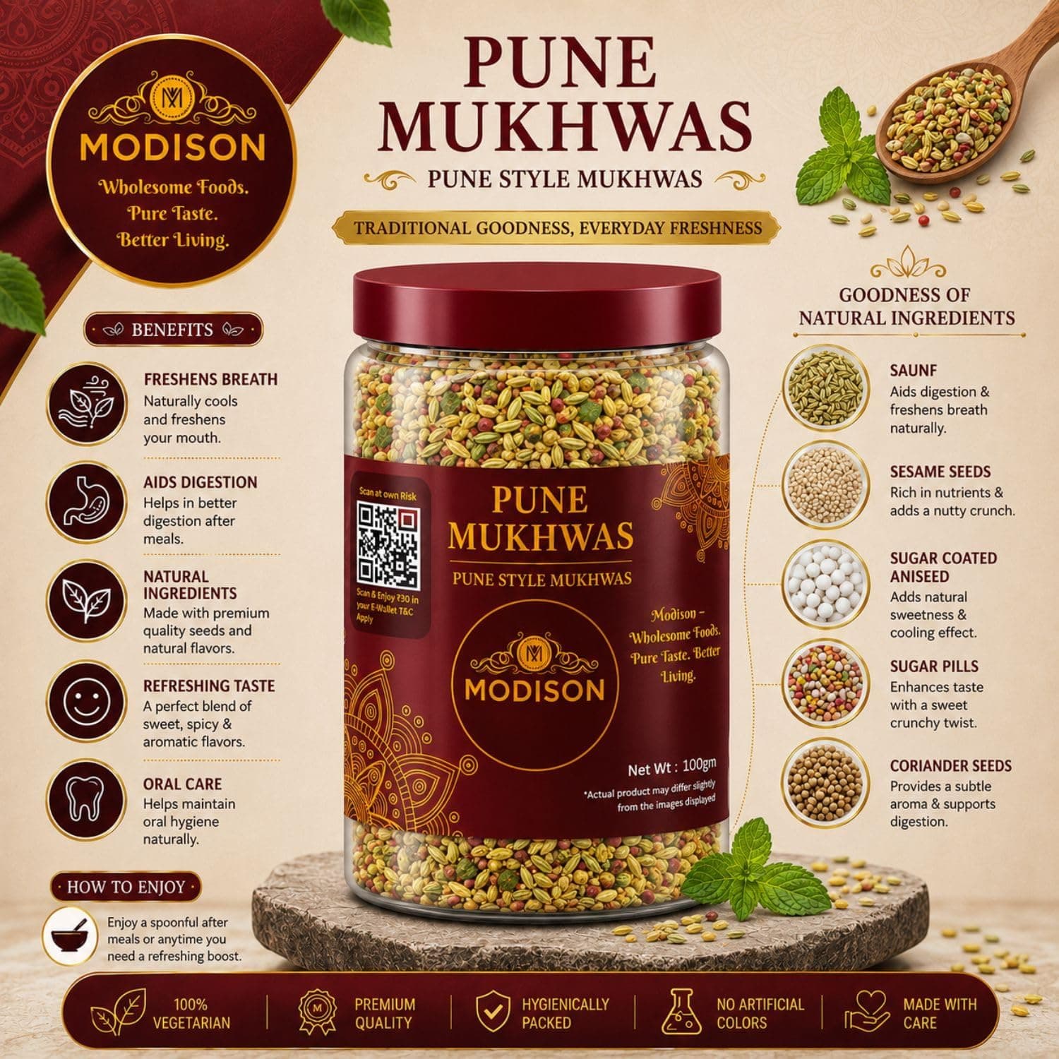 MODISON Pune Mukhwas Indian Mouth Freshener Fennel Coriander 100g thumbnail 10