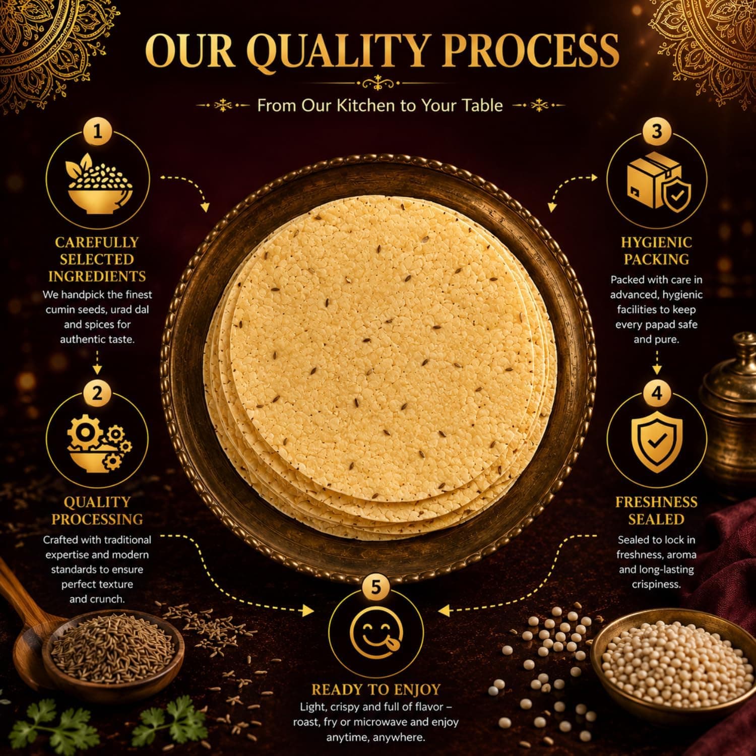 MODISON Jeera Papad Indian Papad Cumin Lentil Wafer 200g thumbnail 11