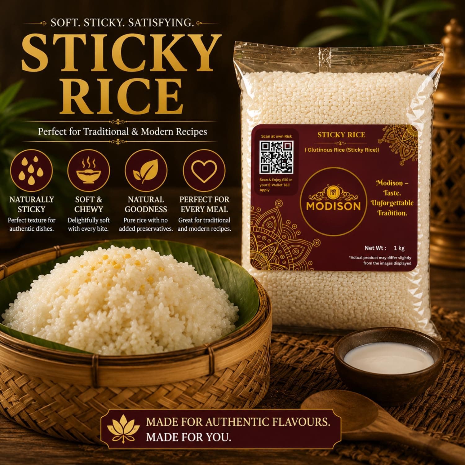 MODISON Sticky Rice Glutinous Rice Short Grain Rice 1kg thumbnail 11