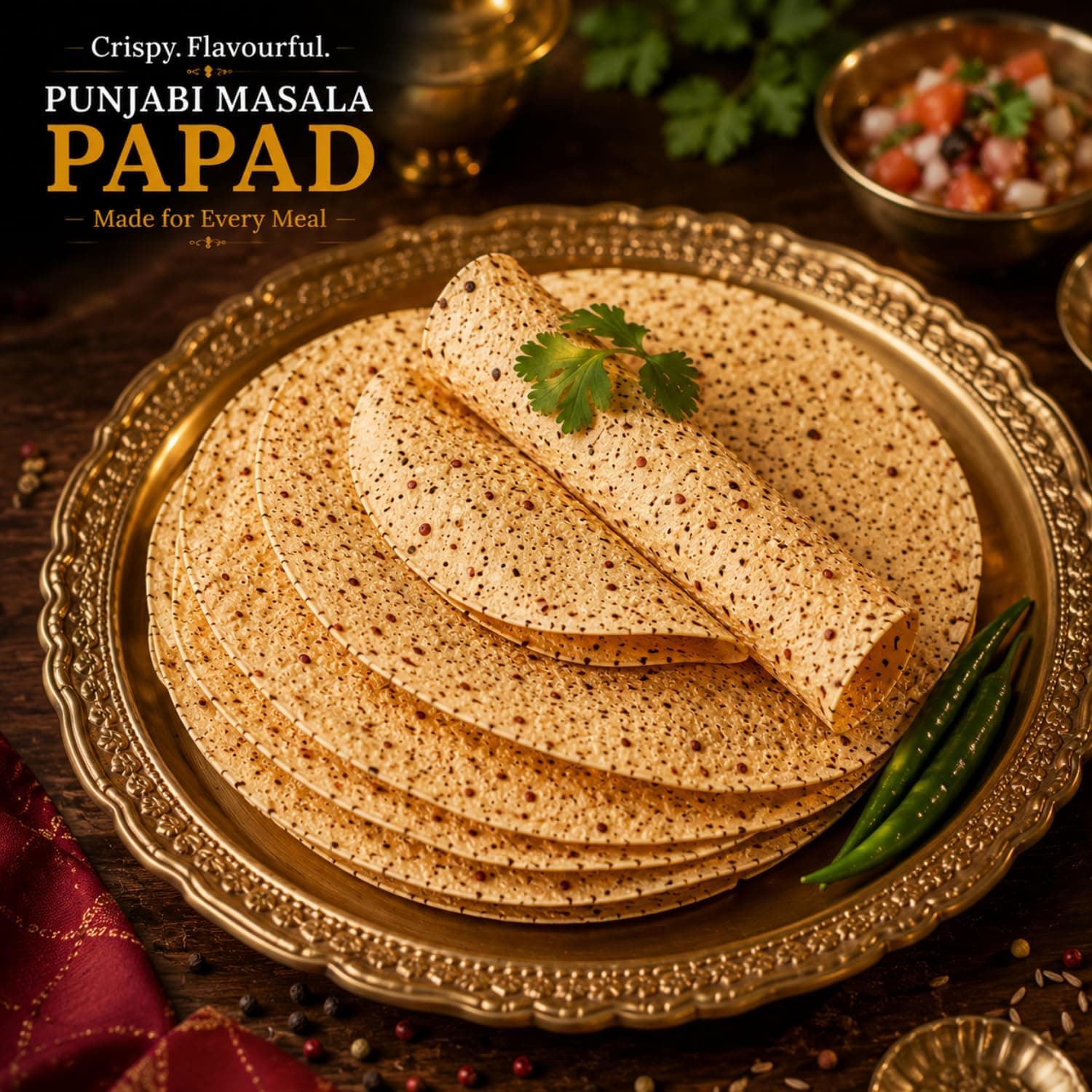 MODISON Punjabi Masala Indian Papad Spicy Lentil Wafer 200g thumbnail 9