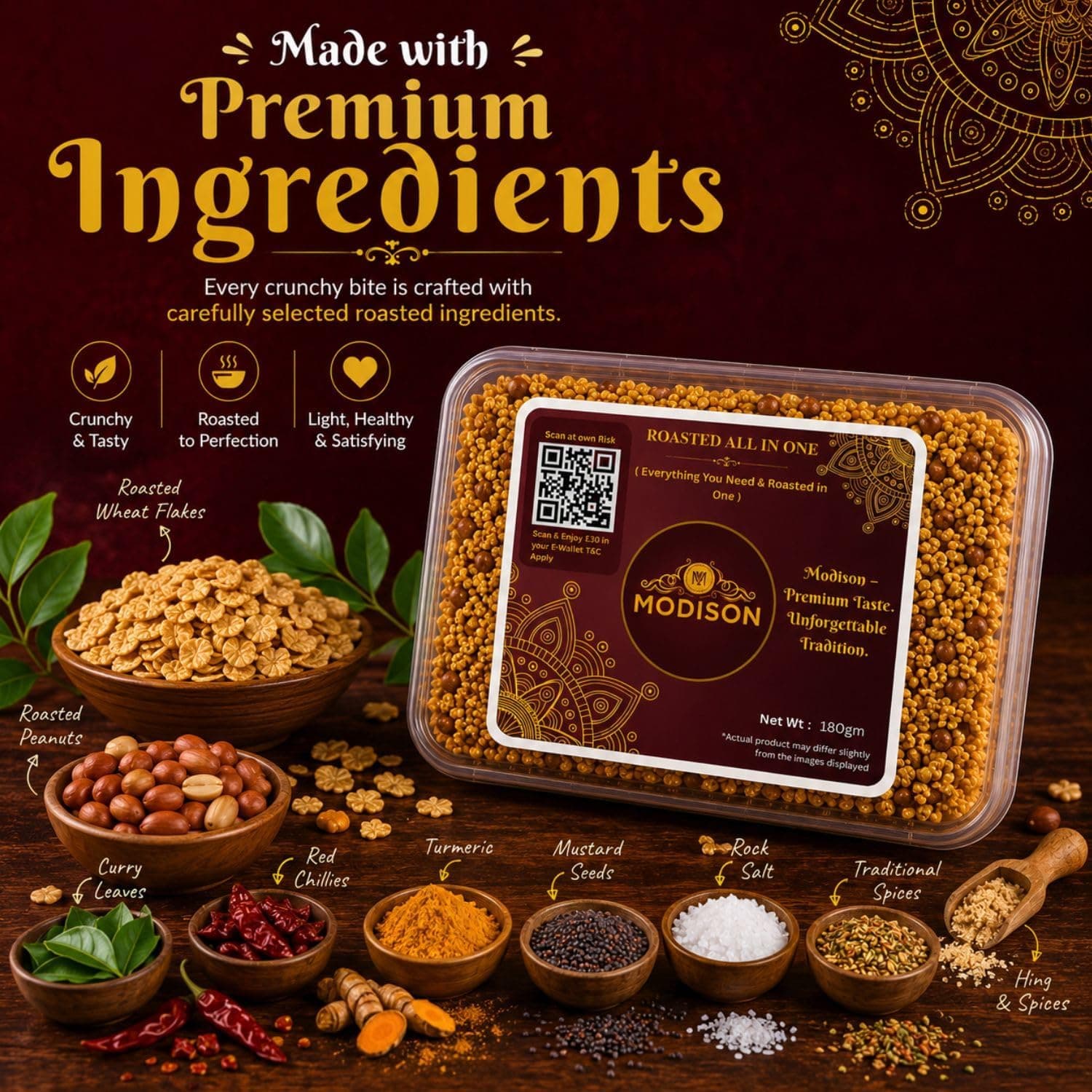 MODISON Roasted All in One Indian Namkeen Crunchy Multigrain 180g thumbnail 11