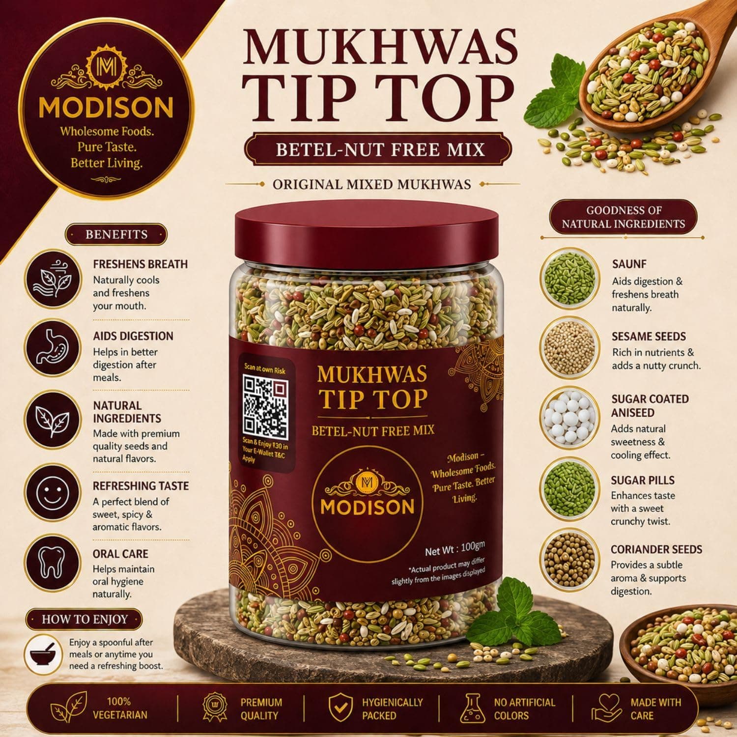 MODISON Tiptop Mukhwas Indian Mouth Freshener Fennel Aniseed 100g thumbnail 10